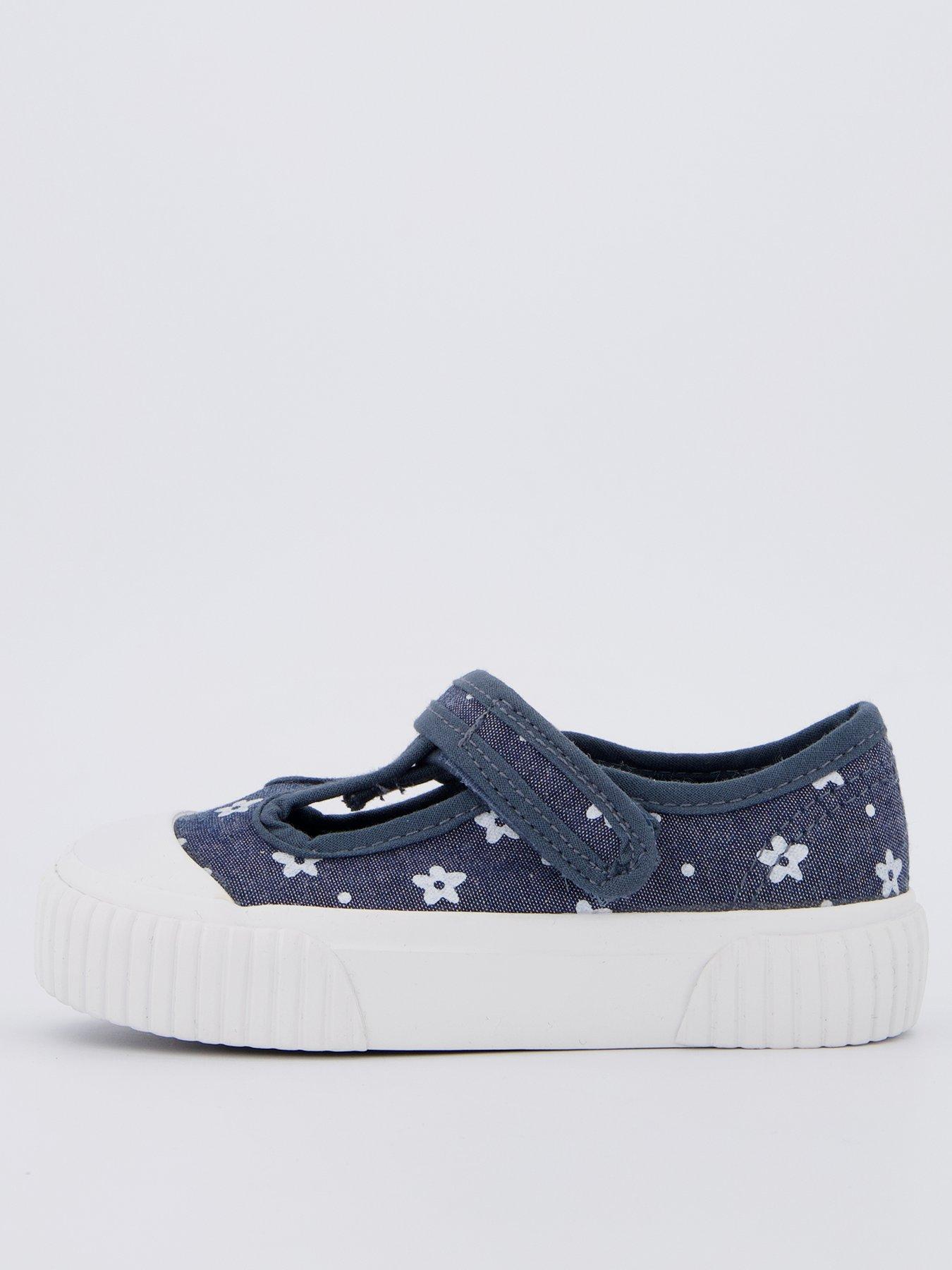  image of everyday-girls-flower-canvas-t-bar-pumps-blue