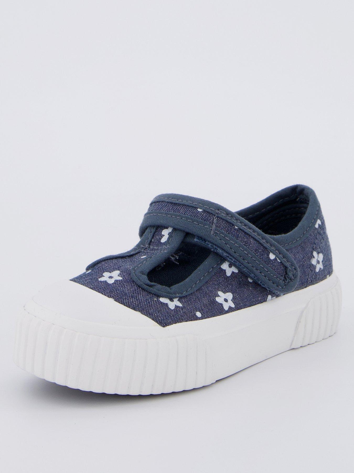  image of everyday-girls-flower-canvas-t-bar-pumps-blue