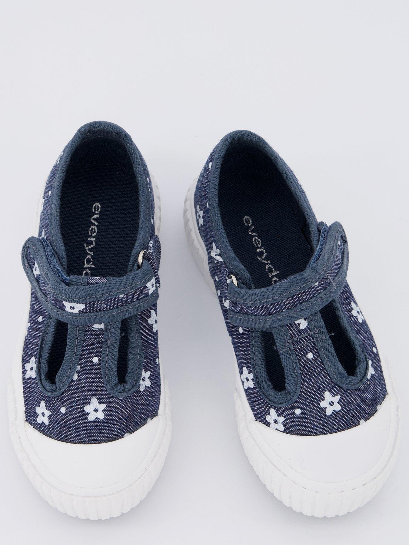  image of everyday-girls-flower-canvas-t-bar-pumps-blue