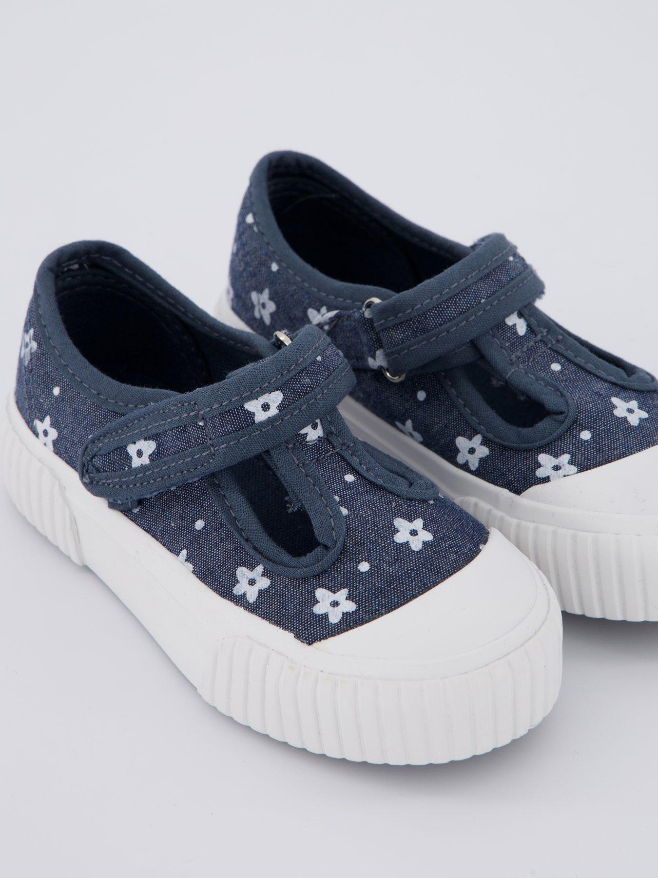  image of everyday-girls-flower-canvas-t-bar-pumps-blue