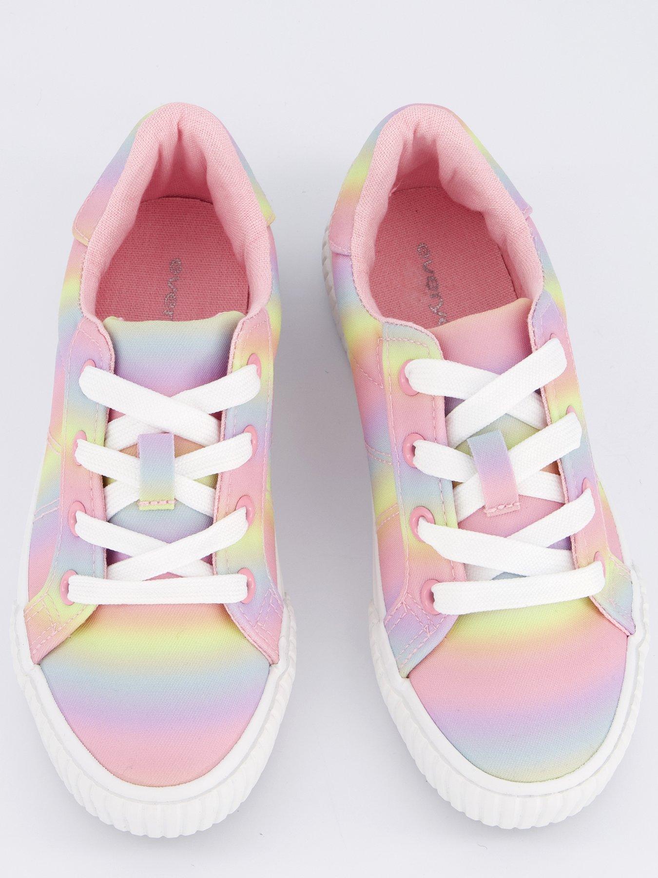  image of everyday-girls-rainbow-canvas-lace-up-trainer-multi
