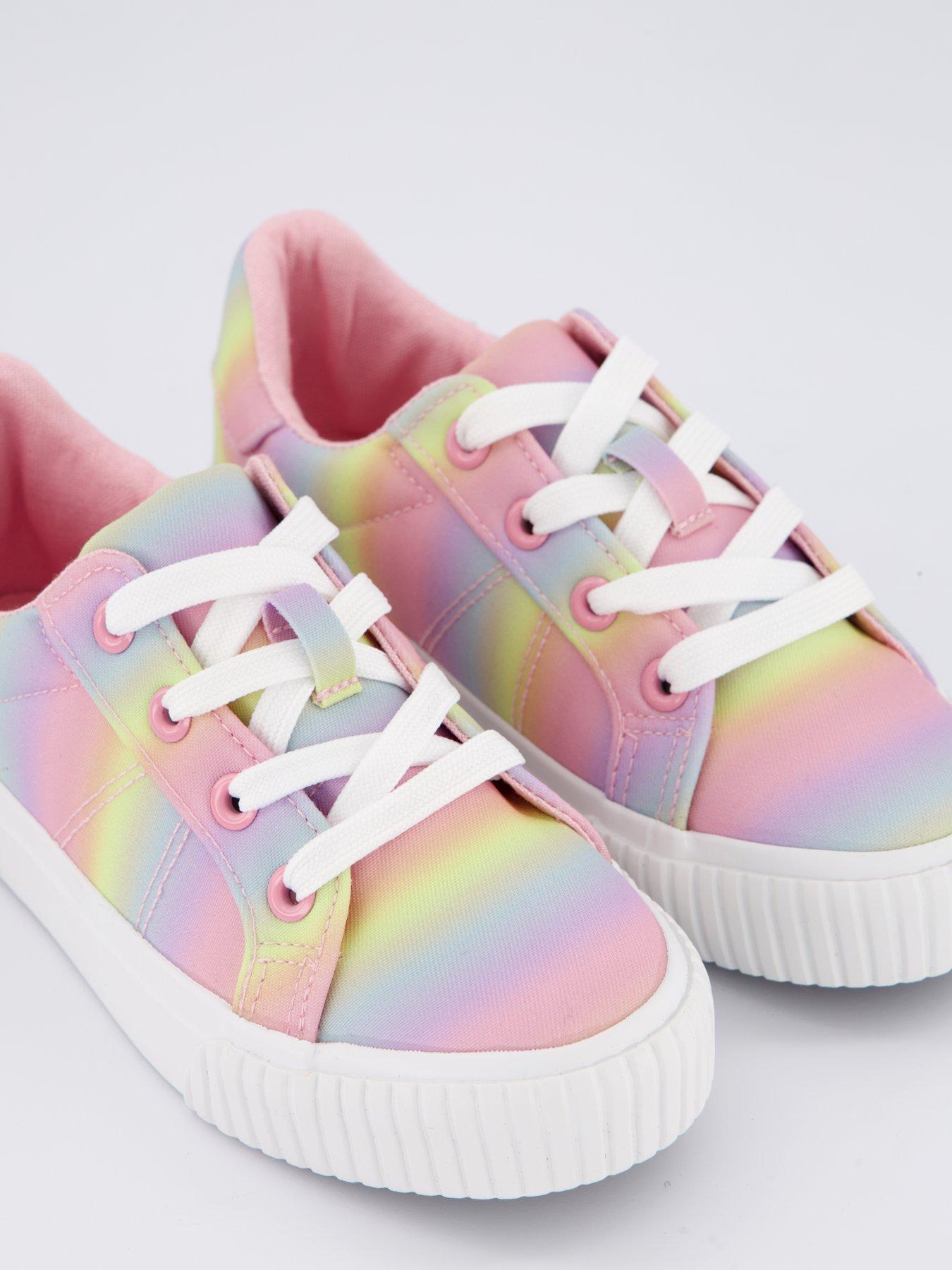  image of everyday-girls-rainbow-canvas-lace-up-trainer-multi