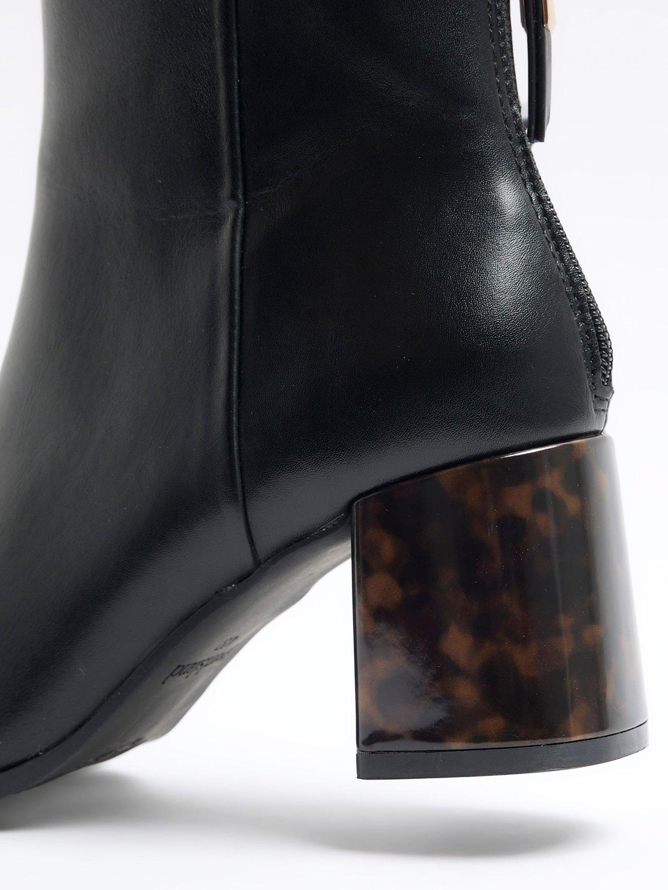 River Island Block Heel Ankle Boot Black Littlewoods