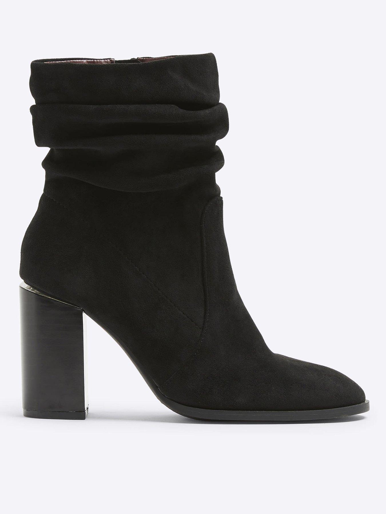 River Island Slouch Heeled Ankle Boot Black littlewoods