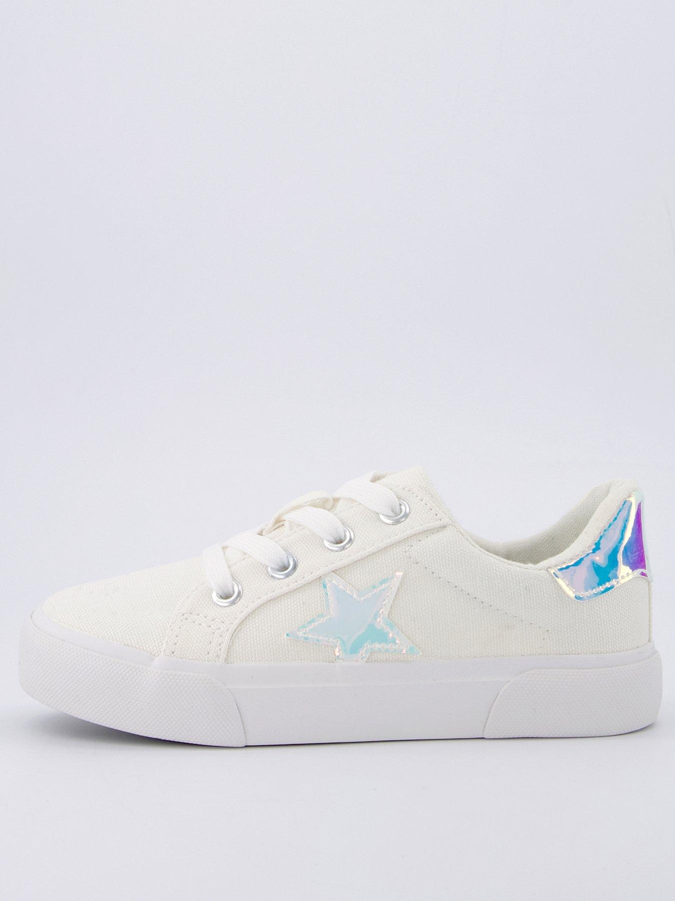 everyday-girls-star-canvas-lace-up-trainer-white