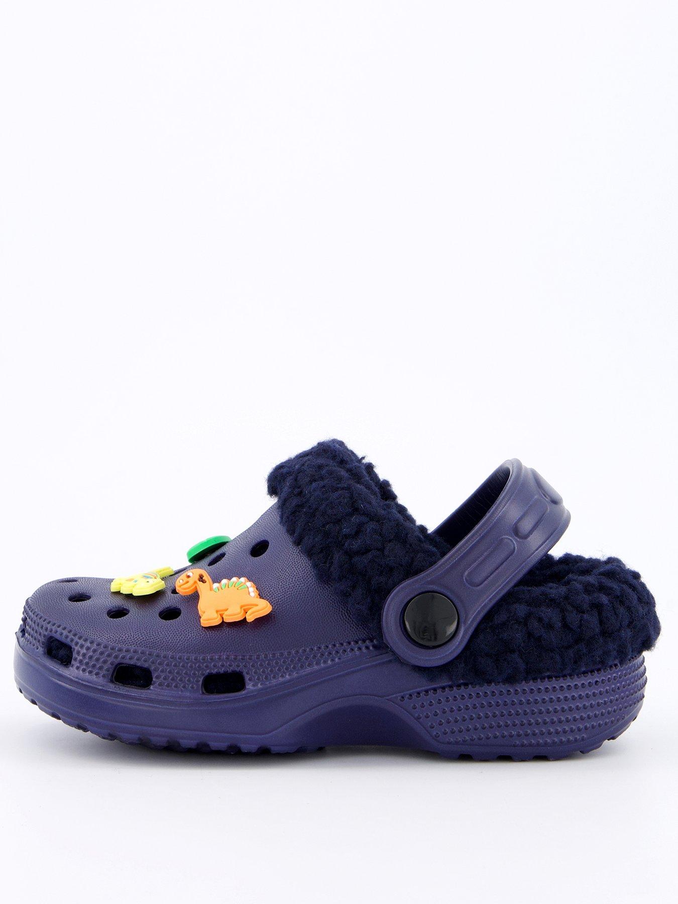  image of v-by-very-boys-removeable-faux-fur-lined-mule-sandal-navy