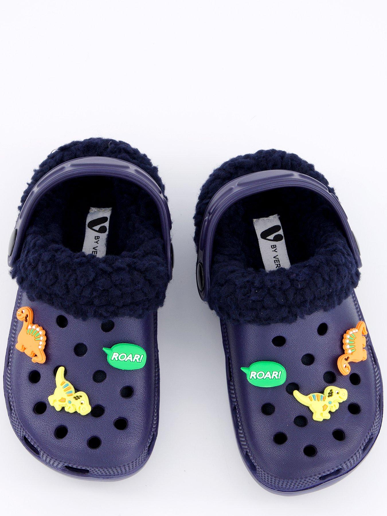  image of v-by-very-boys-removeable-faux-fur-lined-mule-sandal-navy