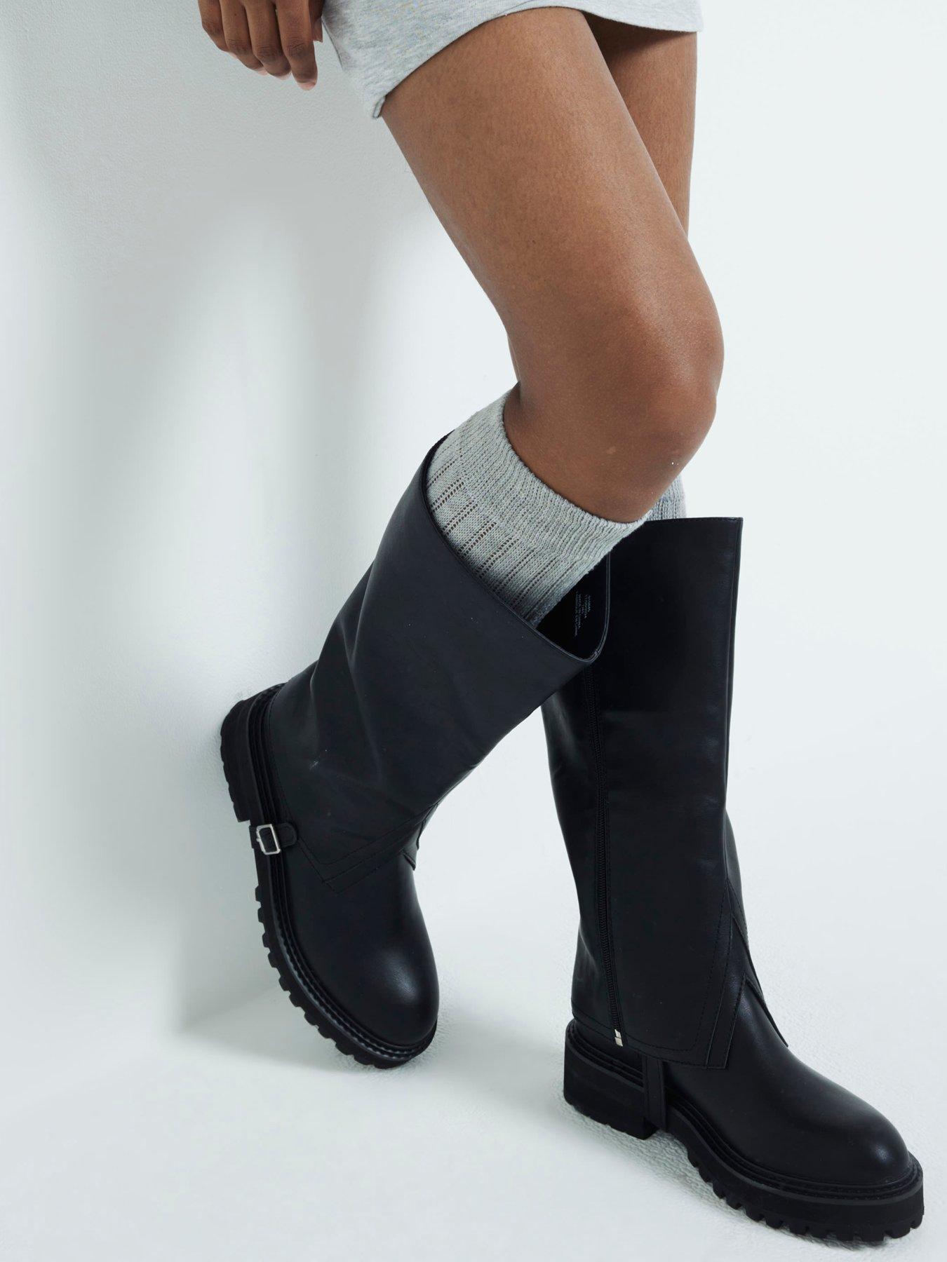 Buckle Detail High Leg Boot Black