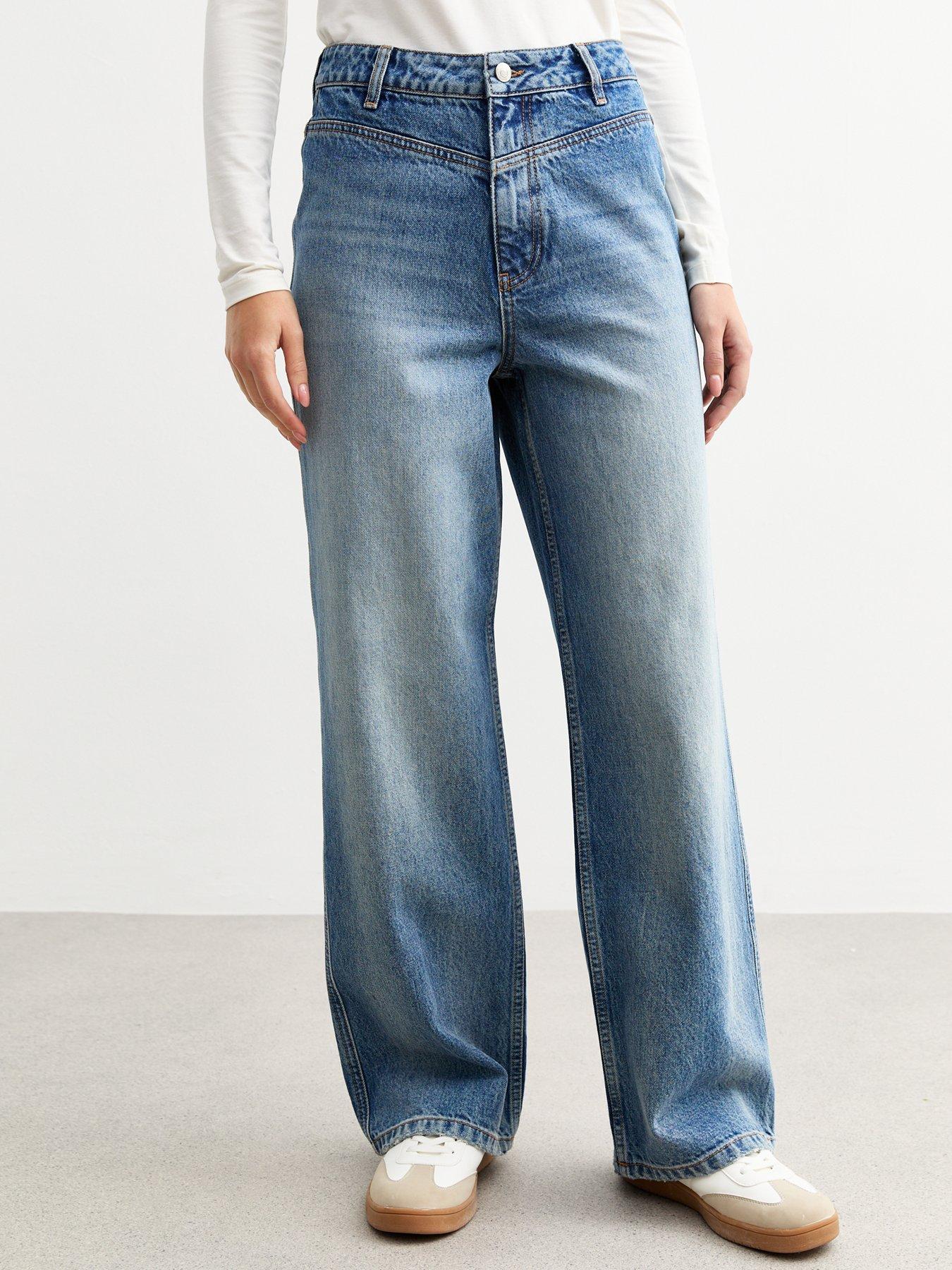 New Look High Waisted Palazzo Jeans - Blue