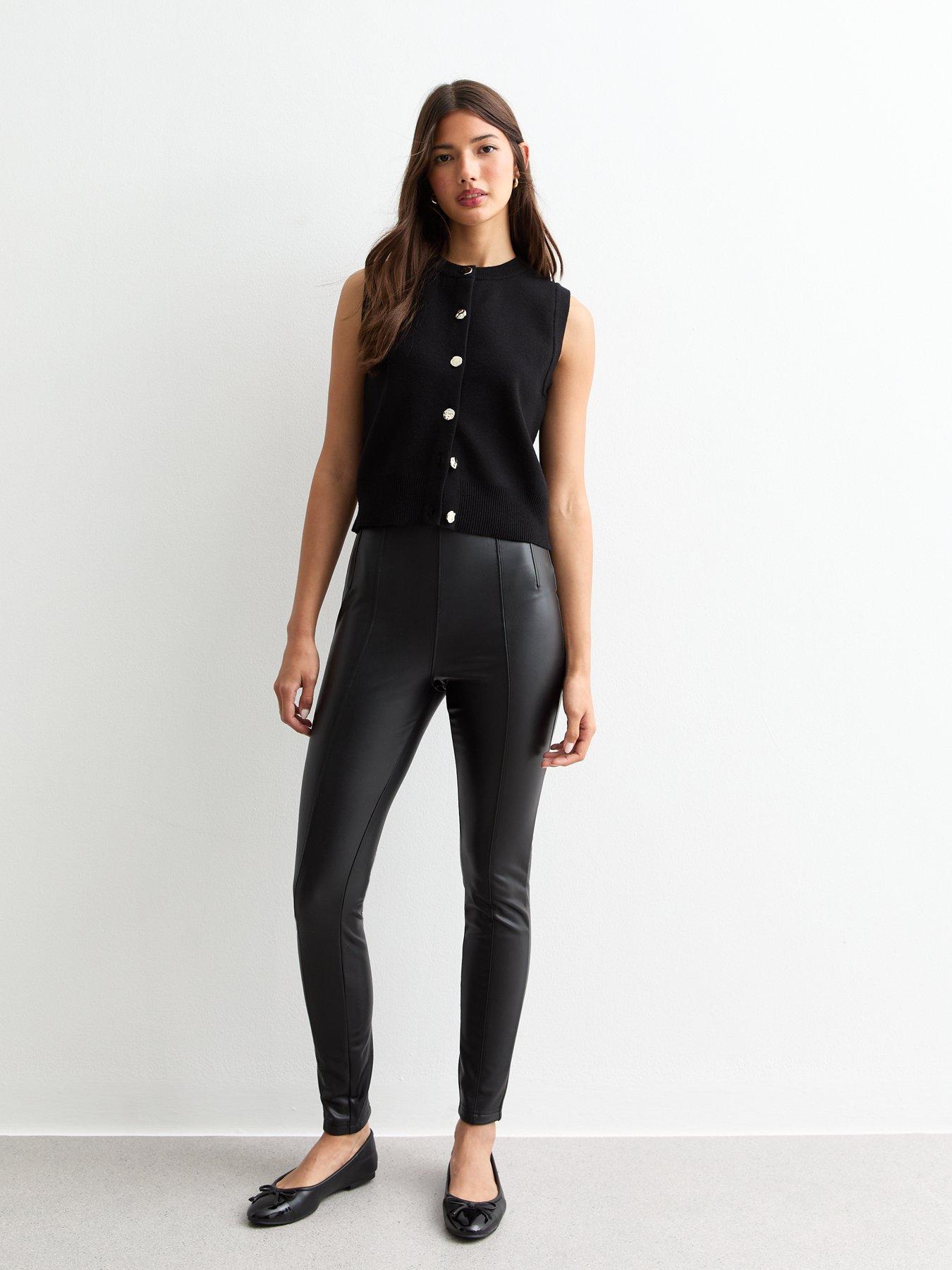 undefined Black Leather Look Leggings