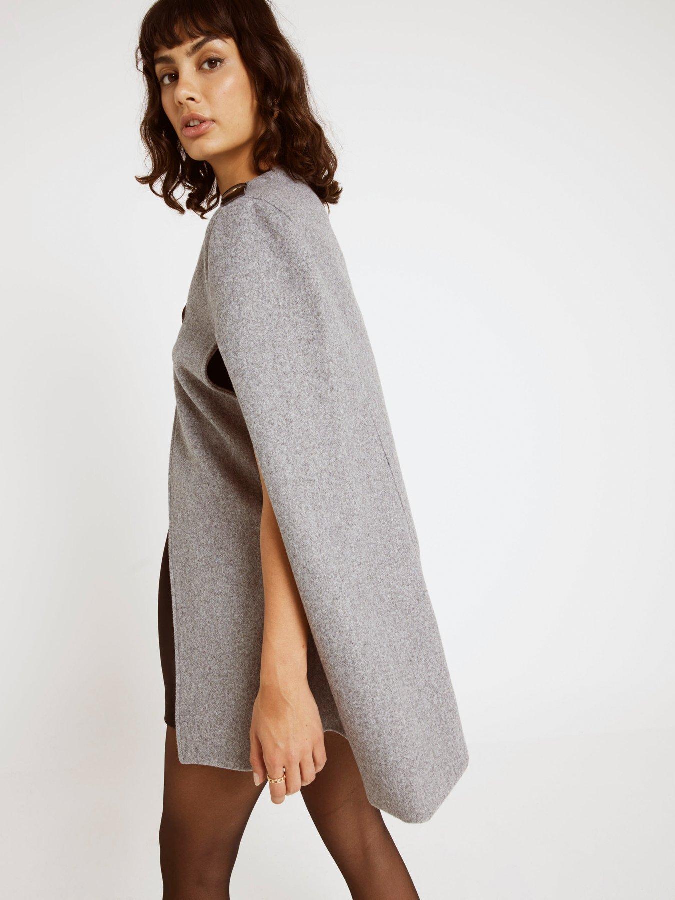  image of river-island-military-wool-cape-dark-grey