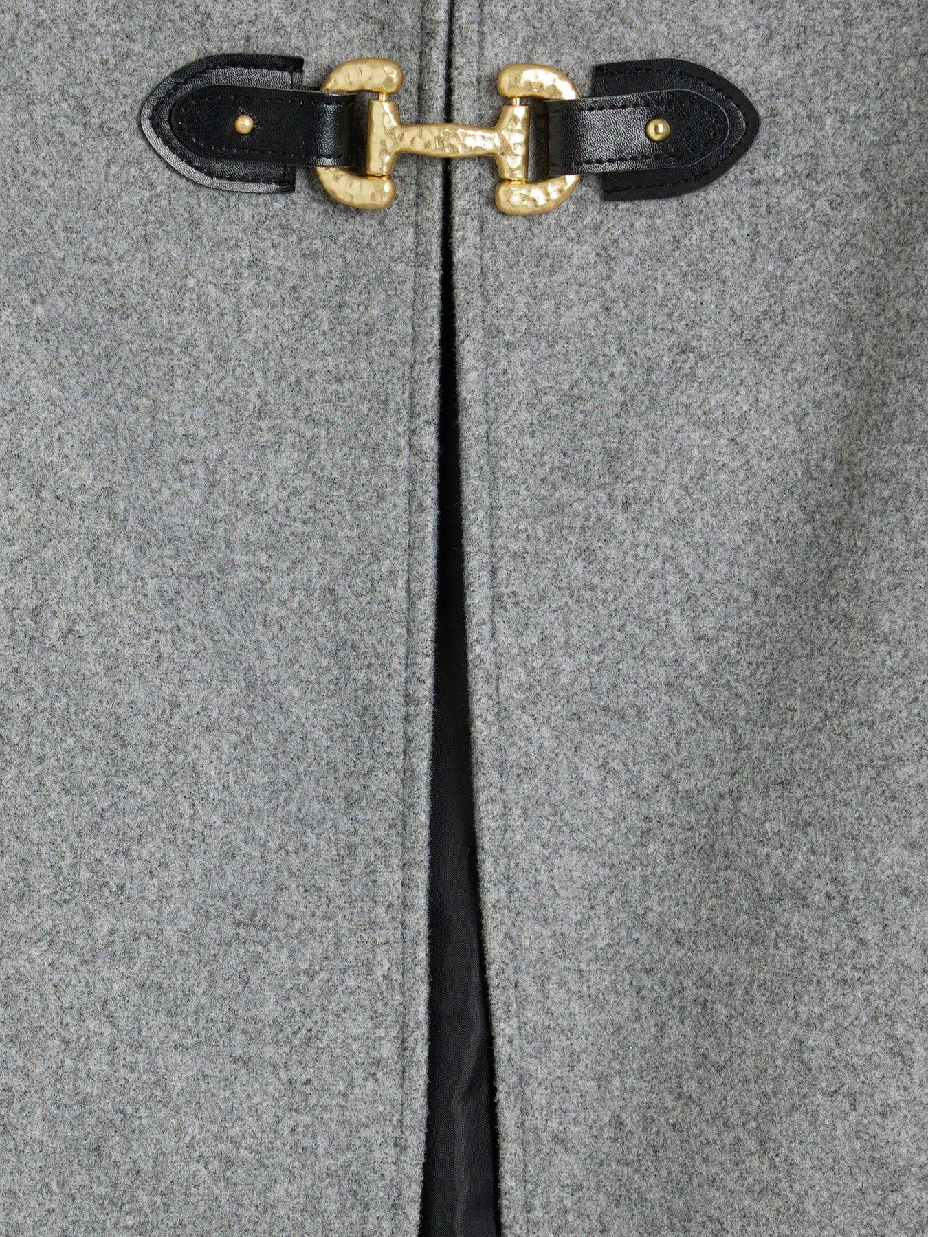  image of river-island-military-wool-cape-dark-grey