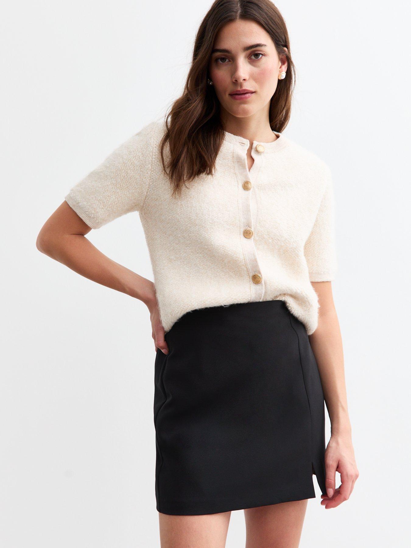  image of new-look-split-hem-mini-skirt-black