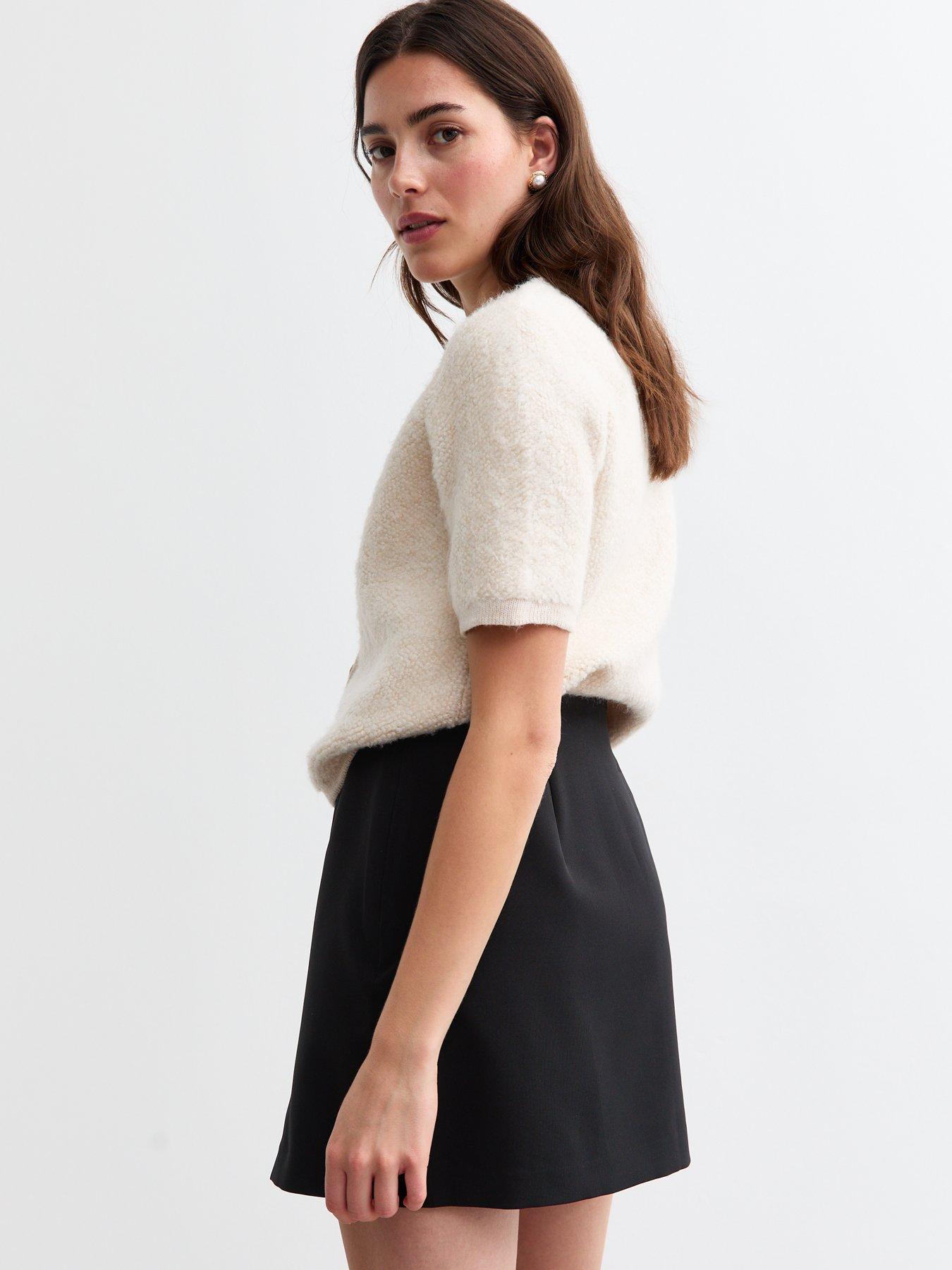  image of new-look-split-hem-mini-skirt-black