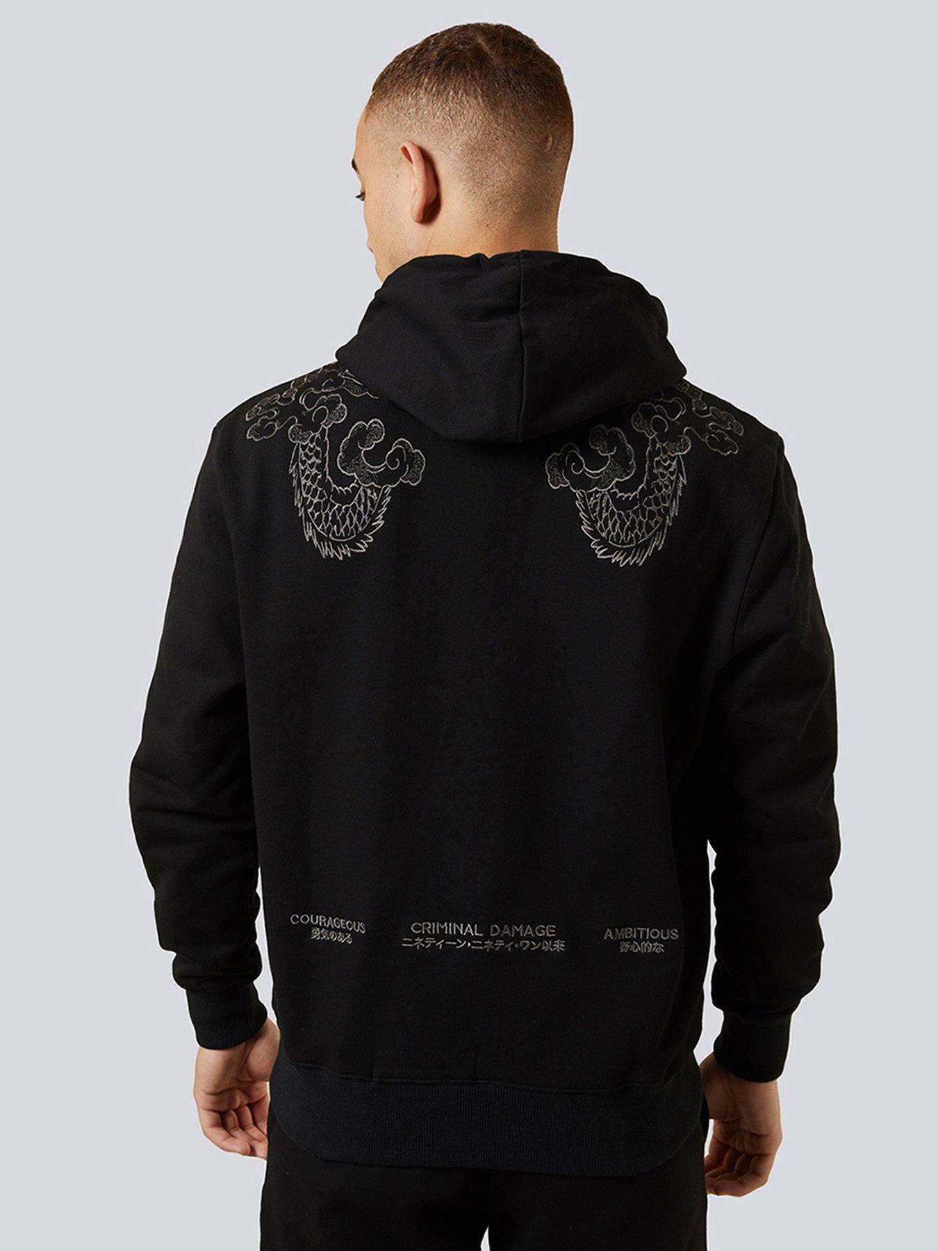 Criminal Damage Kyoto Hoodie Black littlewoods