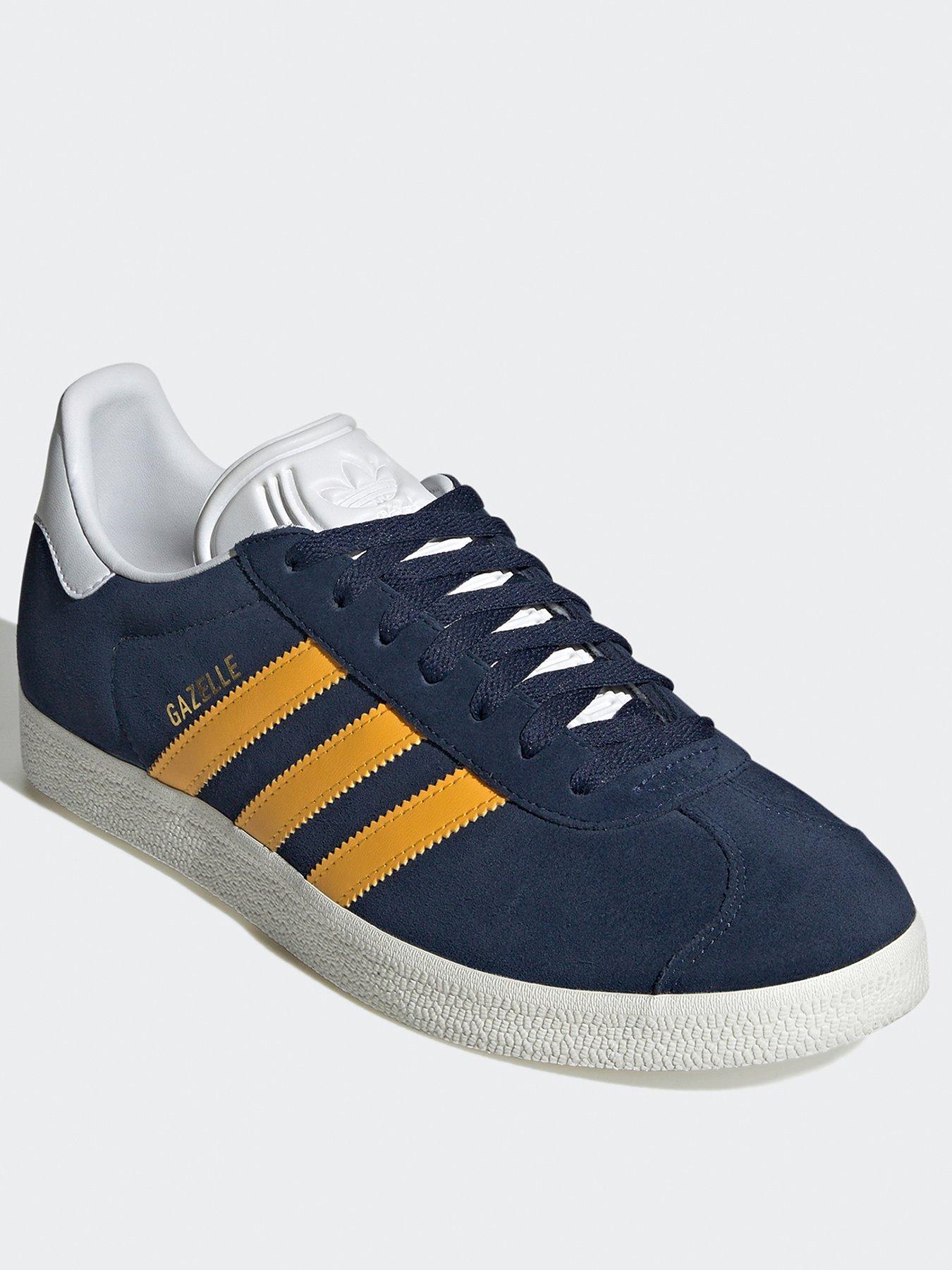 adidas Originals Mens Gazelle Trainers Navy yellow littlewoods