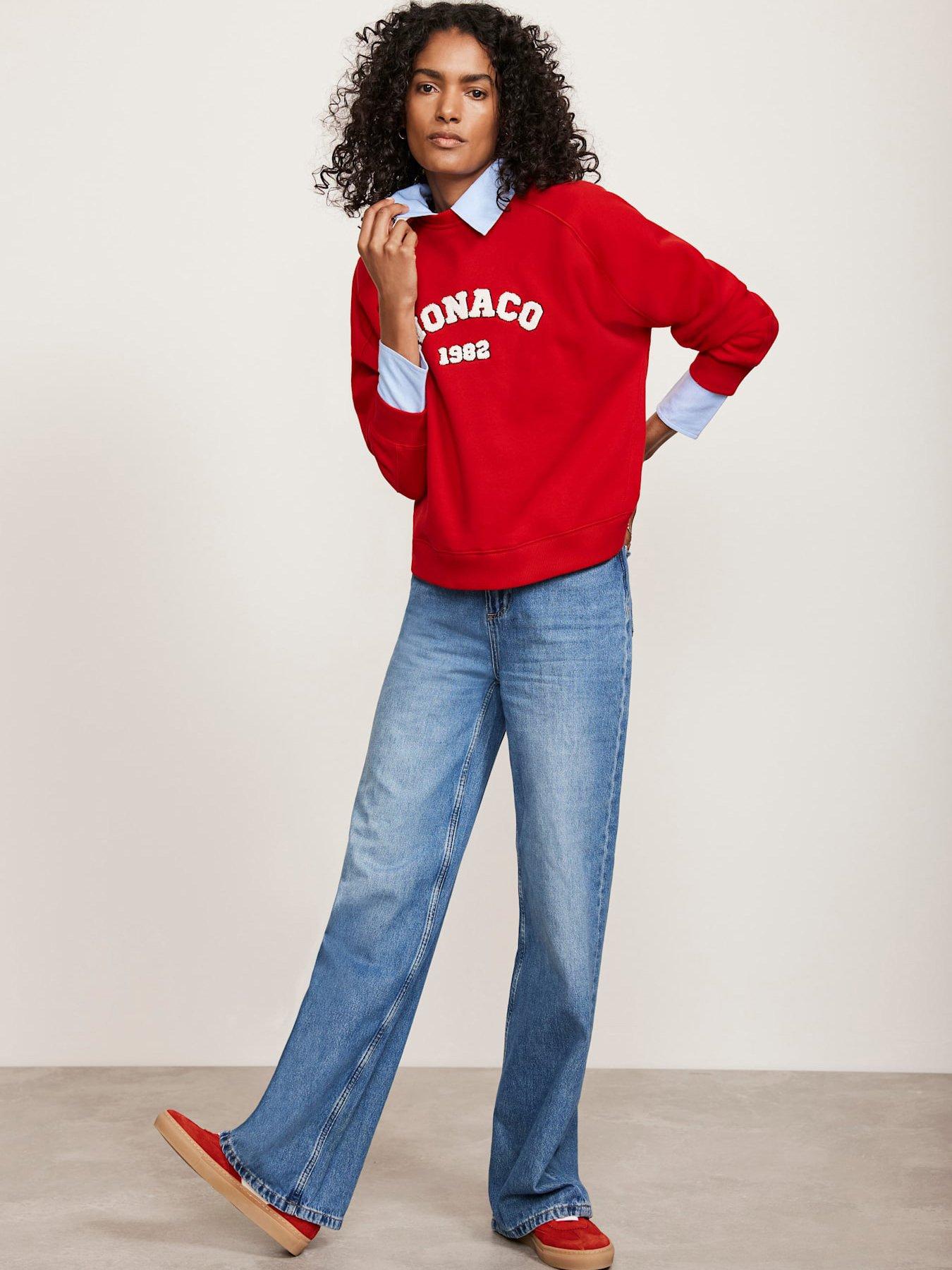  image of mint-velvet-monaco-graphic-sweat-red