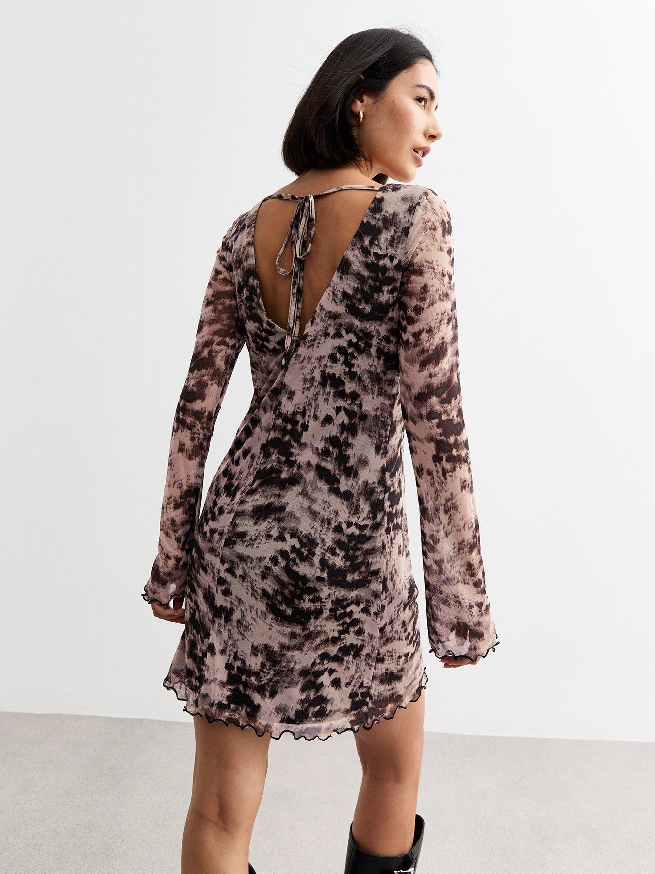  image of new-look-blur-animal-mesh-mini-dress-print