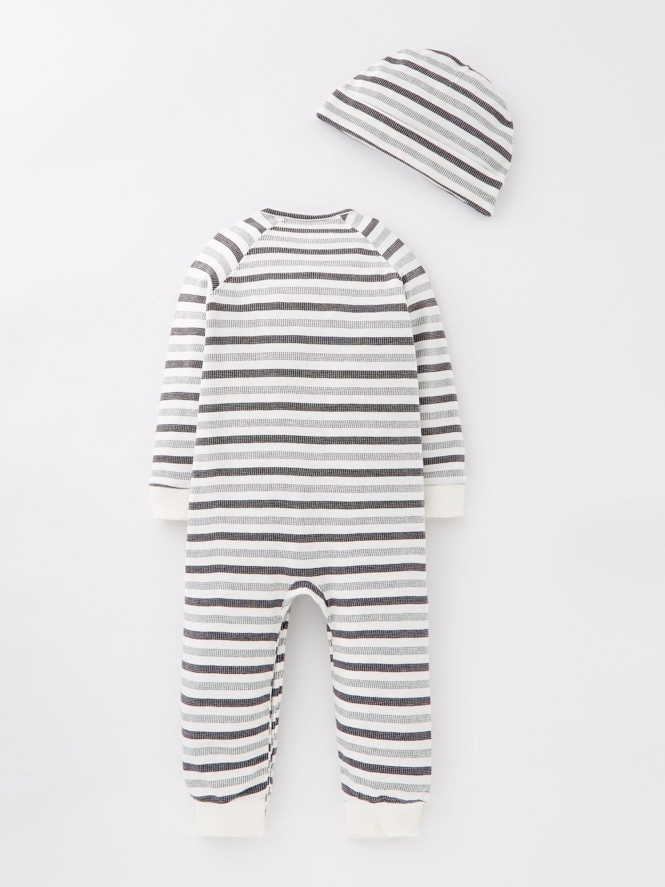back image of mini-v-by-very-baby-boys-granddad-stripe-romper-and-hat-set-multi