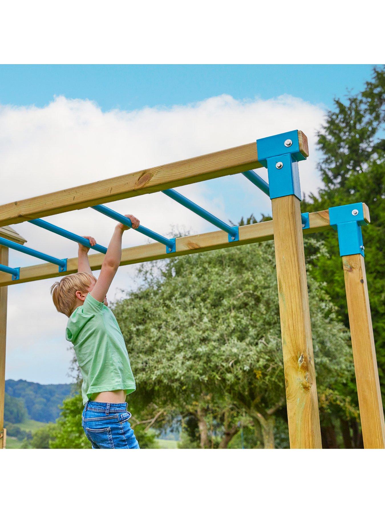 Image 3 of 8 of TP Skywood Wooden Climbing Frame including Two Towers, Zipline &amp; Slide