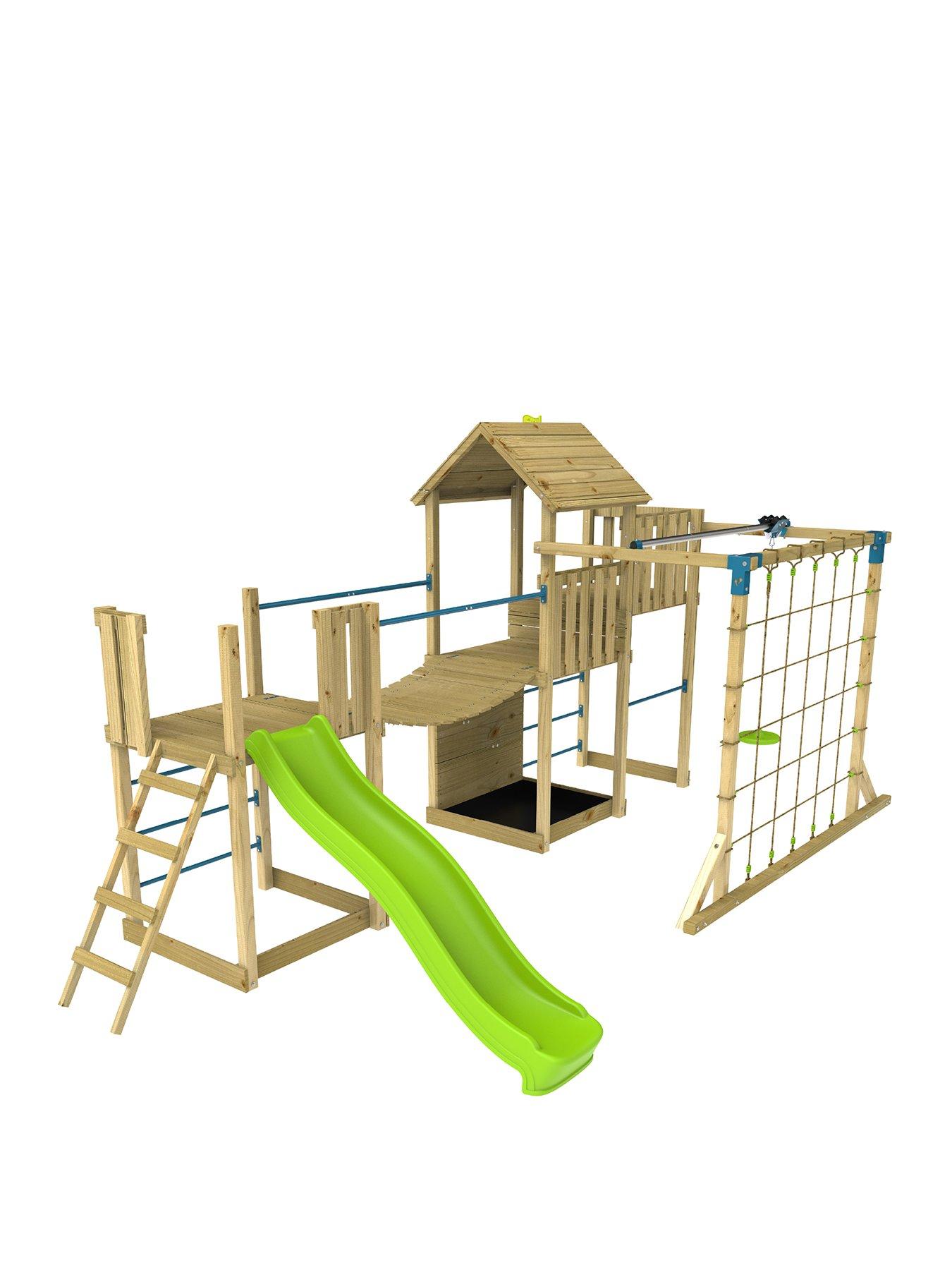 Image 1 of 8 of TP Skywood Wooden Climbing Frame with Sky Deck, Zipline &amp; Slide