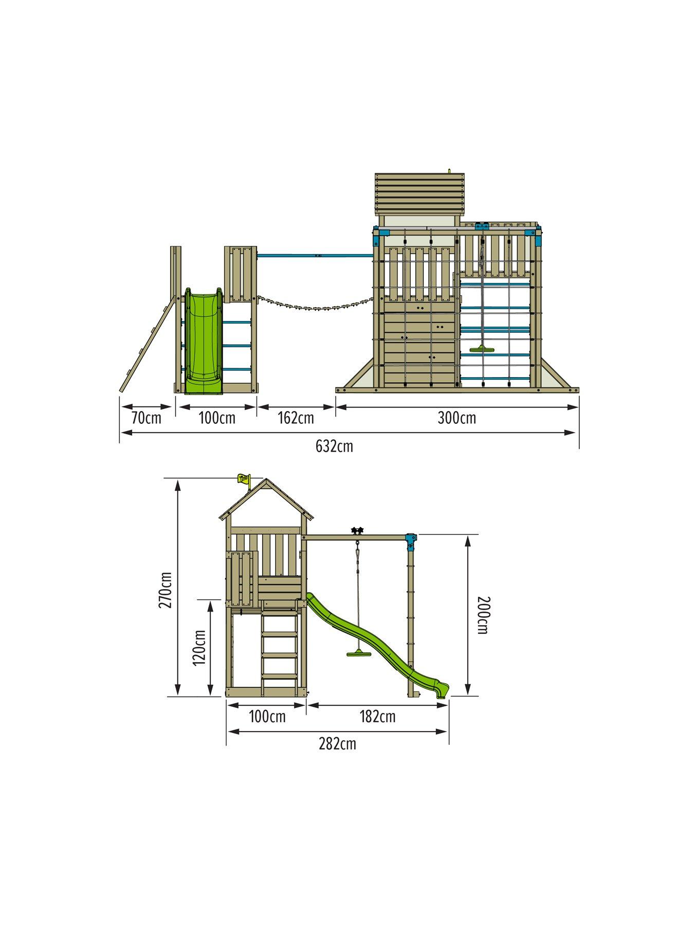 Image 6 of 8 of TP Skywood Wooden Climbing Frame with Sky Deck, Zipline &amp; Slide