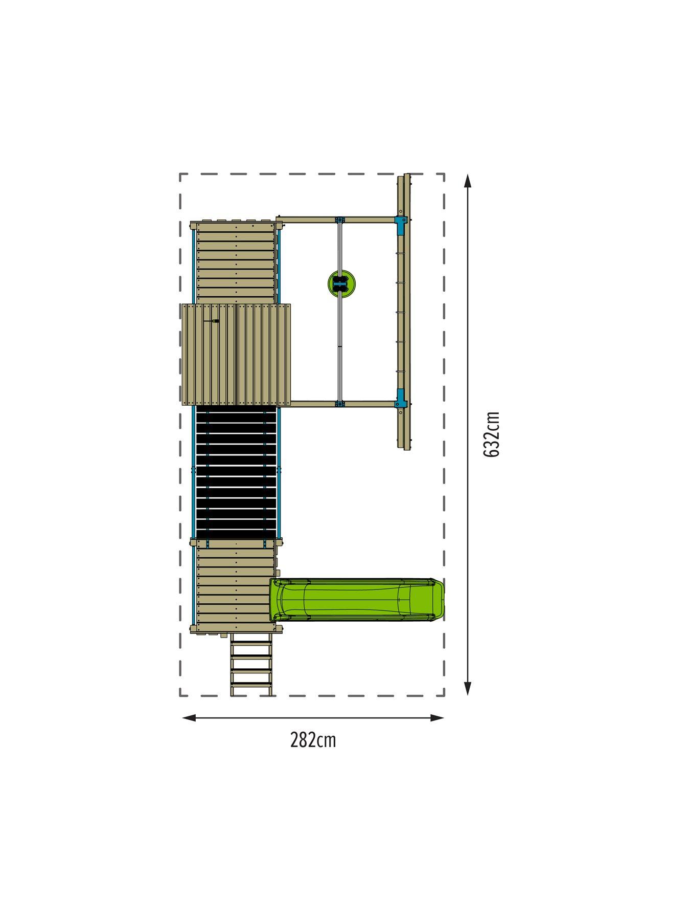 Image 7 of 8 of TP Skywood Wooden Climbing Frame with Sky Deck, Zipline &amp; Slide