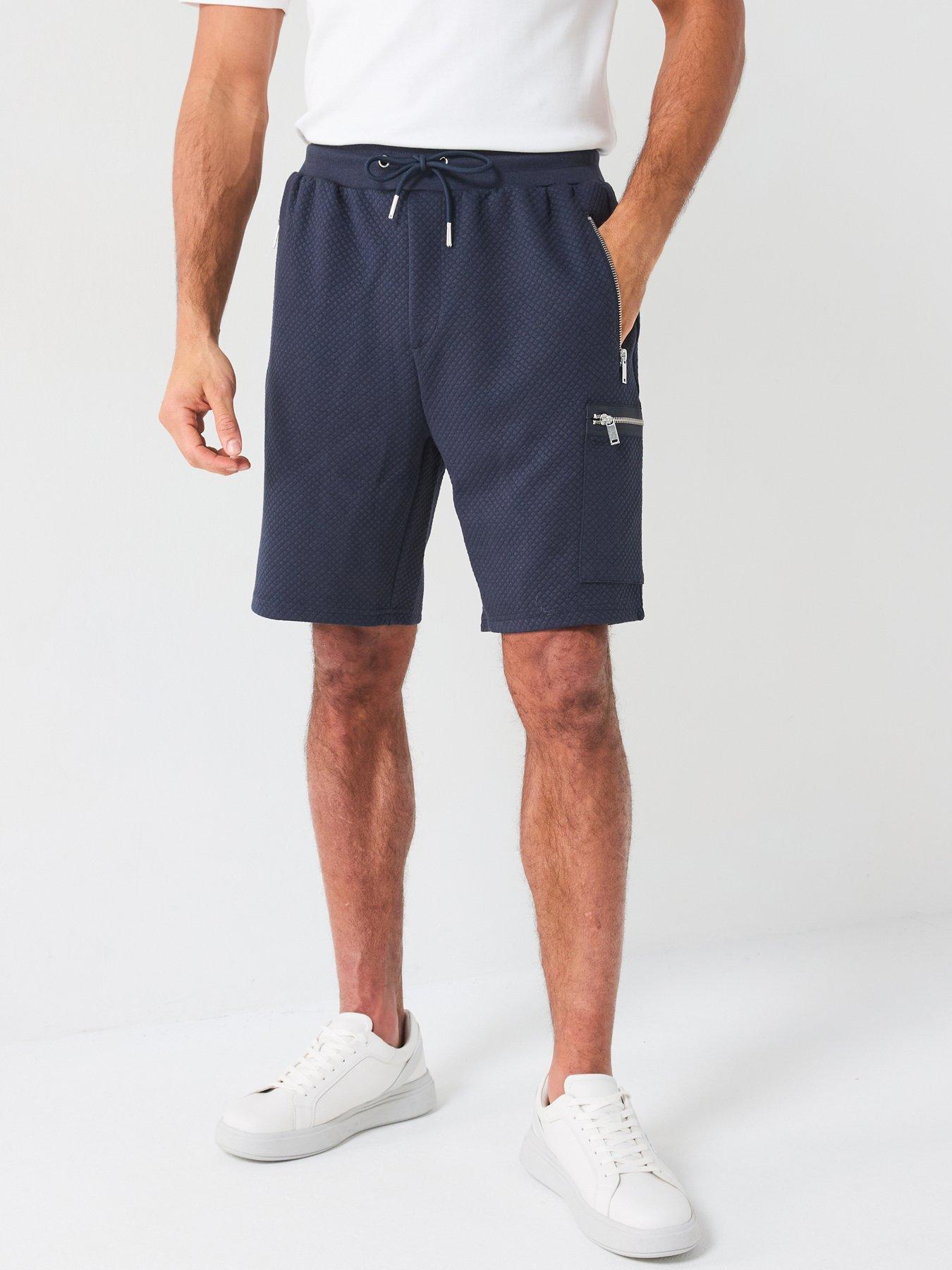 very-man-textured-zip-pocket-jogger-short-navy