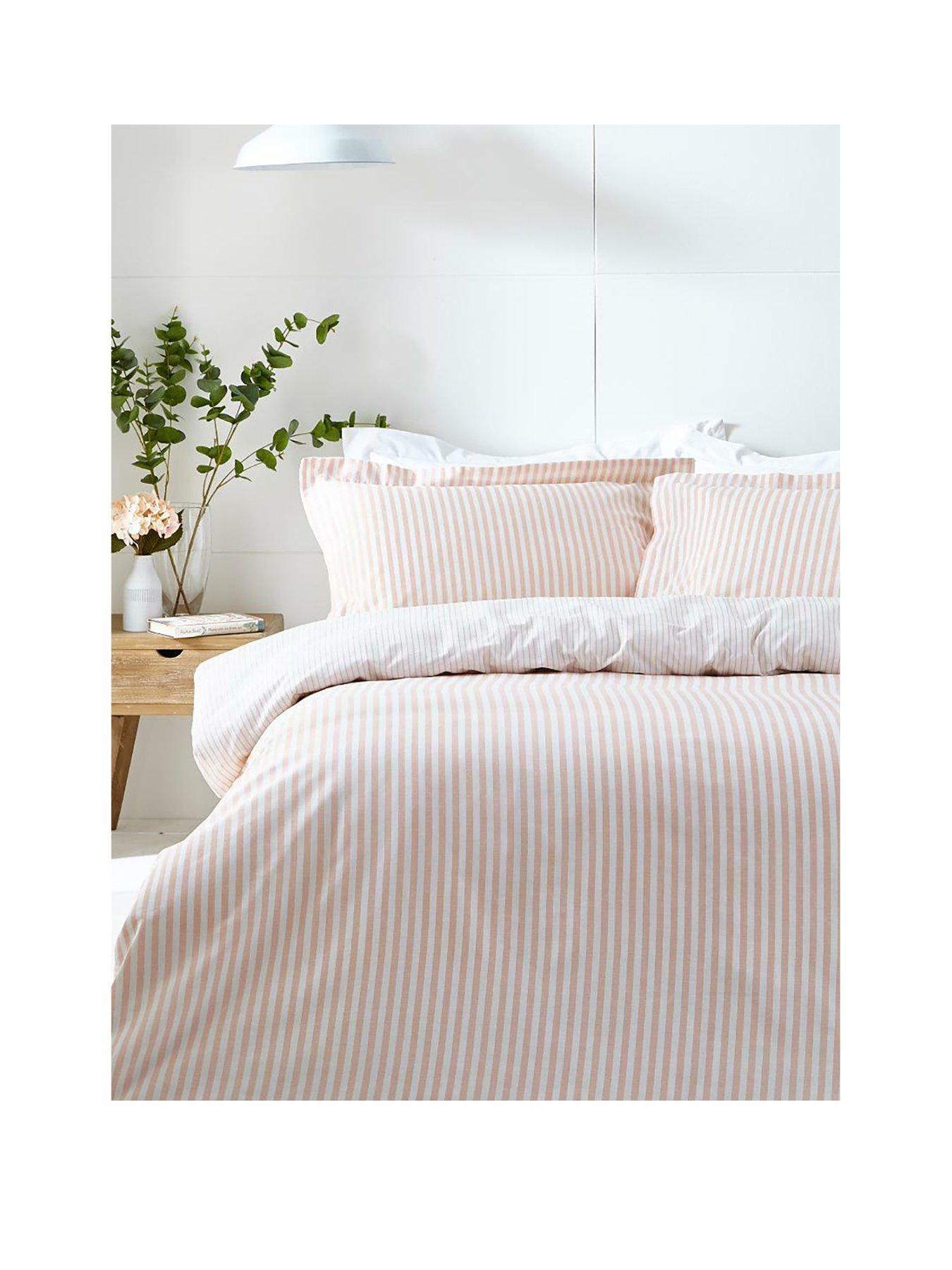  image of yard-hebden-stripe-100-cotton-duvet-set-blush