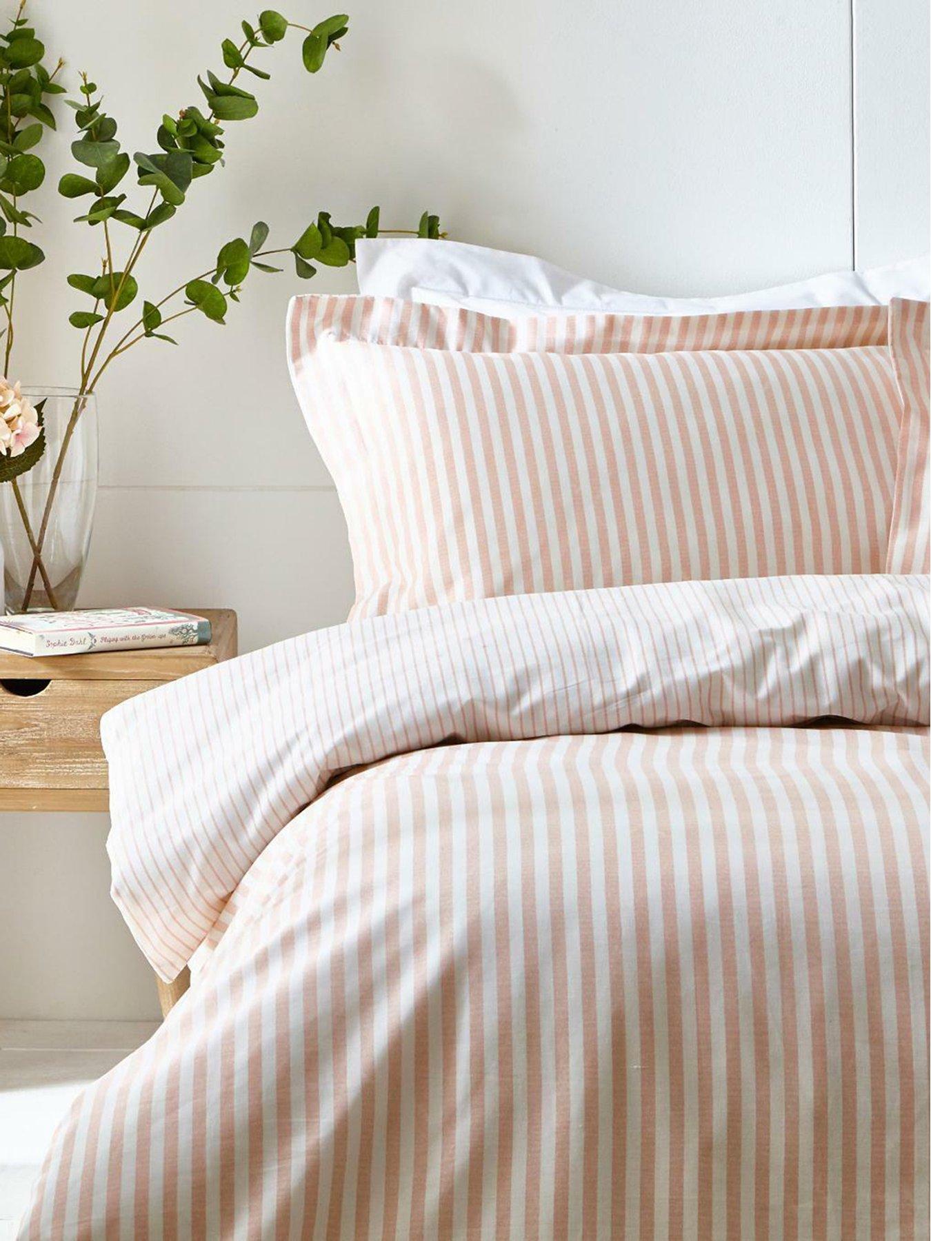  image of yard-hebden-stripe-100-cotton-duvet-set-blush