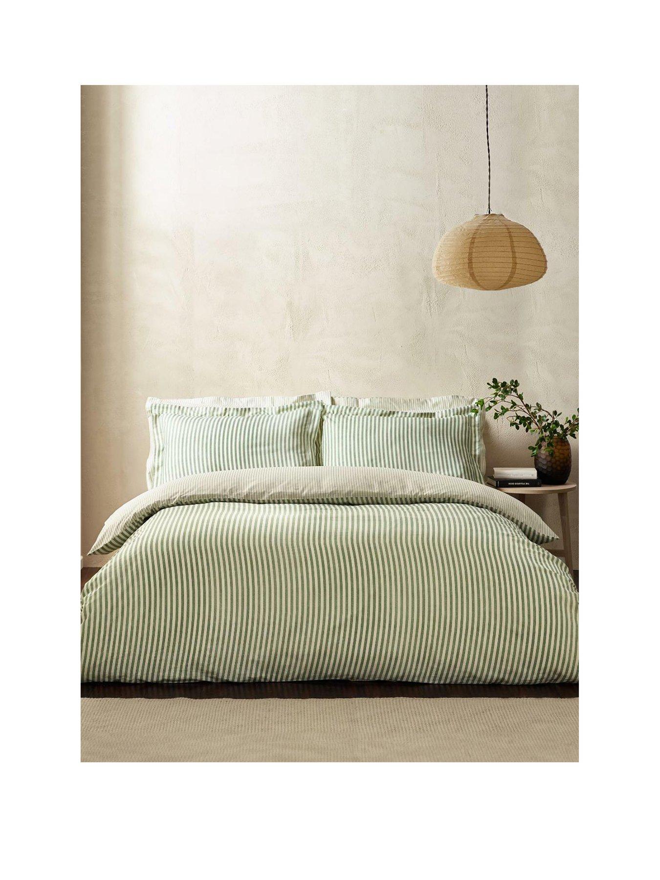  image of yard-hebden-stripe-100-cotton-duvet-set-forest