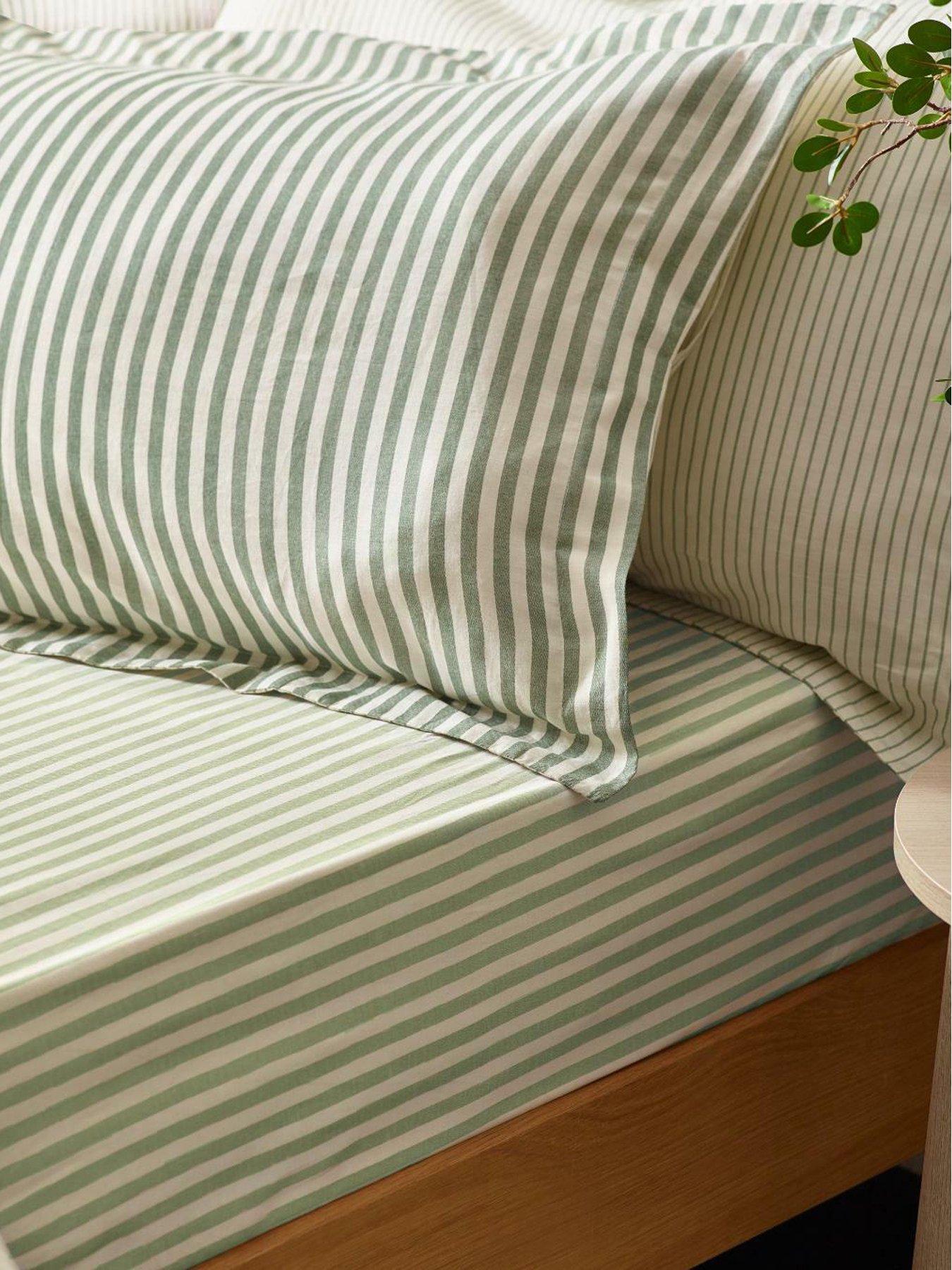  image of yard-hebden-stripe-100-cotton-duvet-set-forest