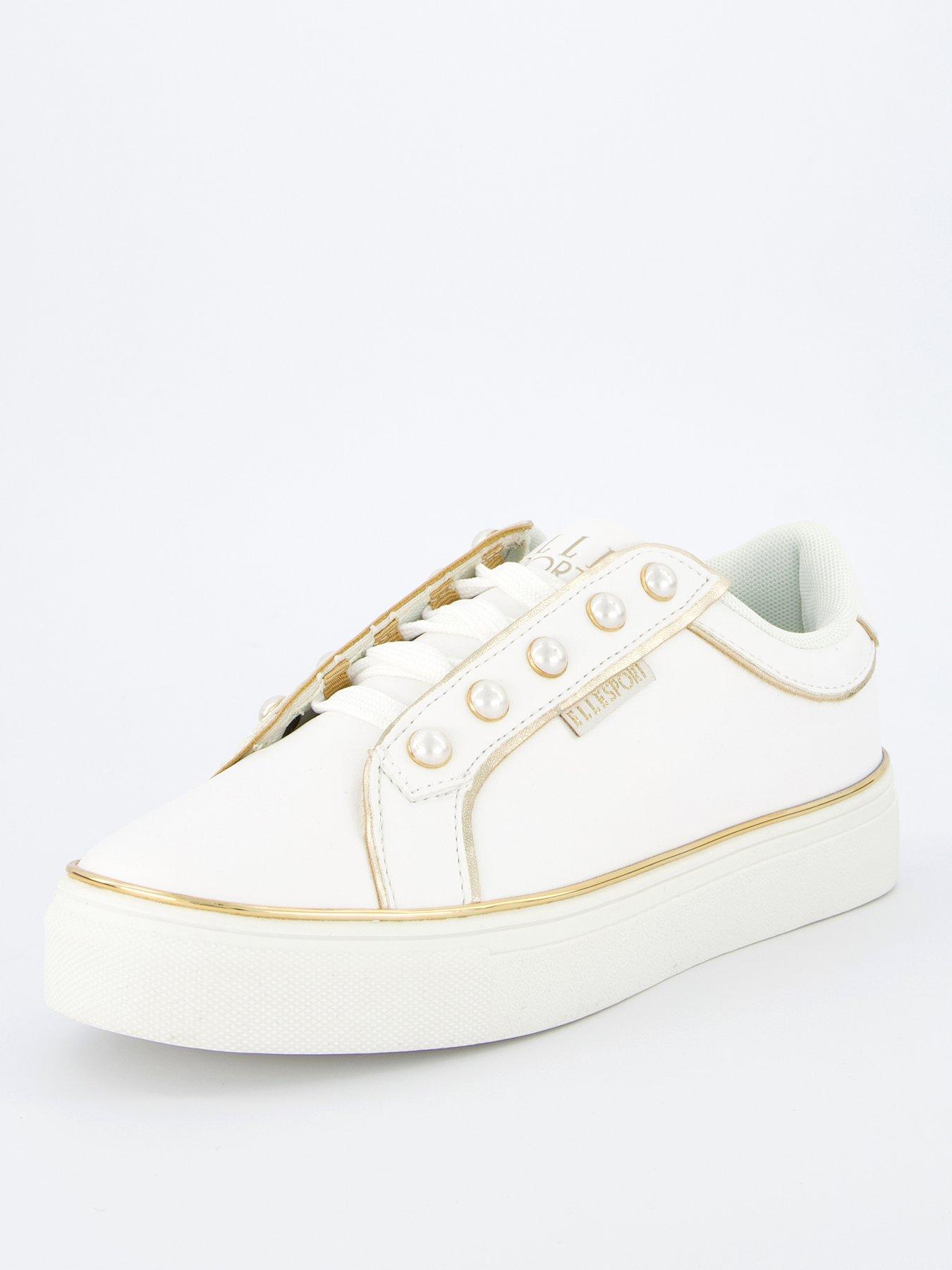  image of elle-sport-pearl-embellished-trainers-white