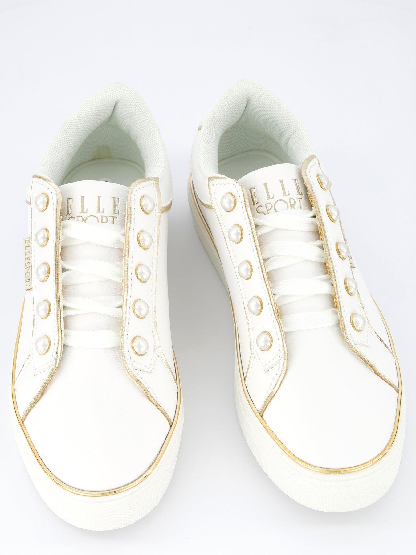  image of elle-sport-pearl-embellished-trainers-white
