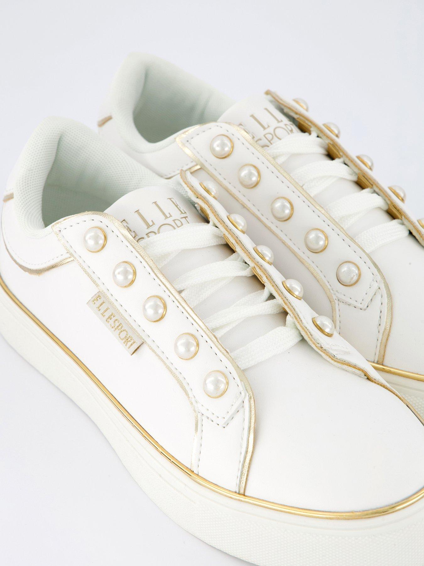  image of elle-sport-pearl-embellished-trainers-white
