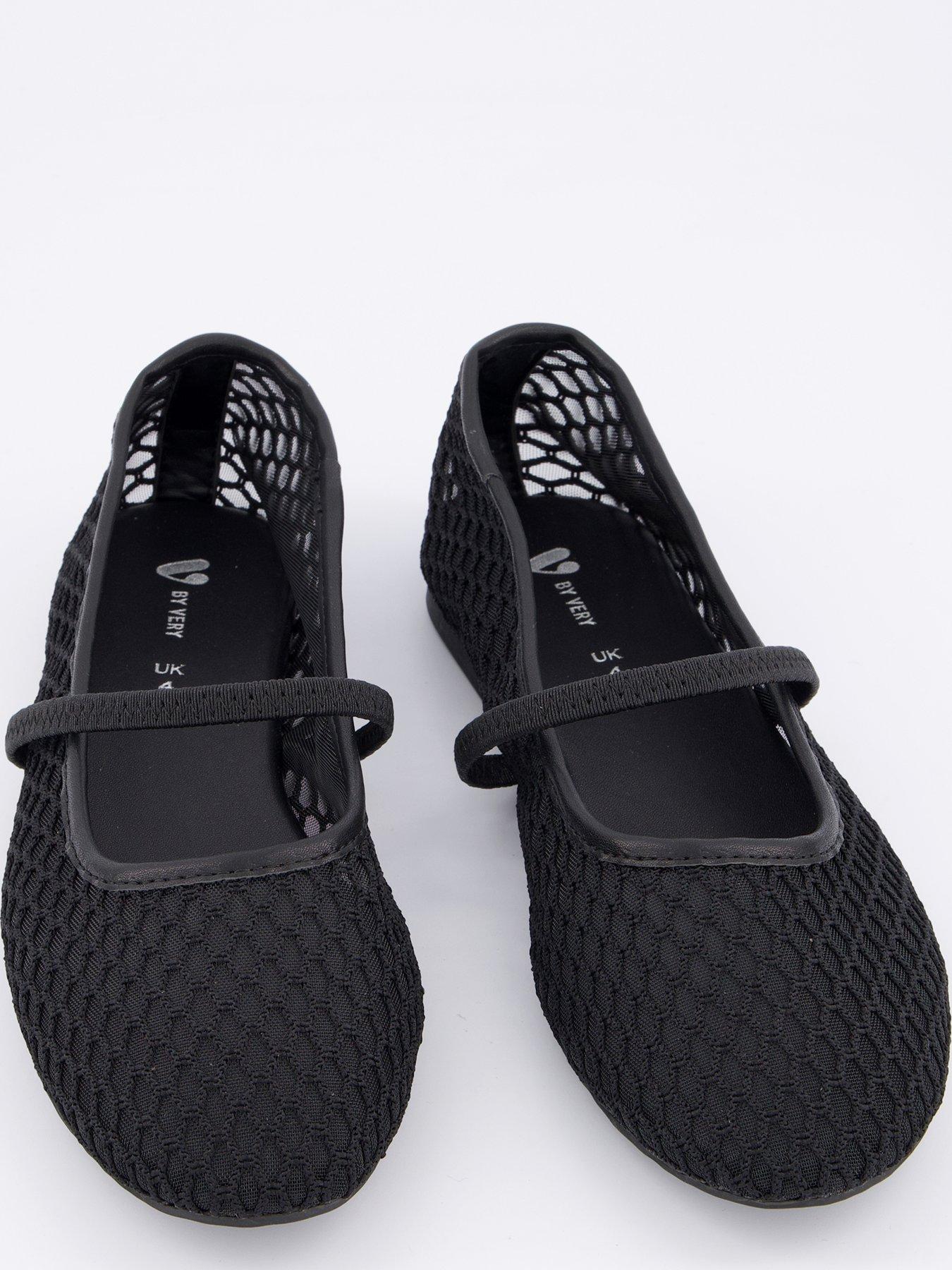  image of v-by-very-mesh-round-toe-ballerina-shoes-black