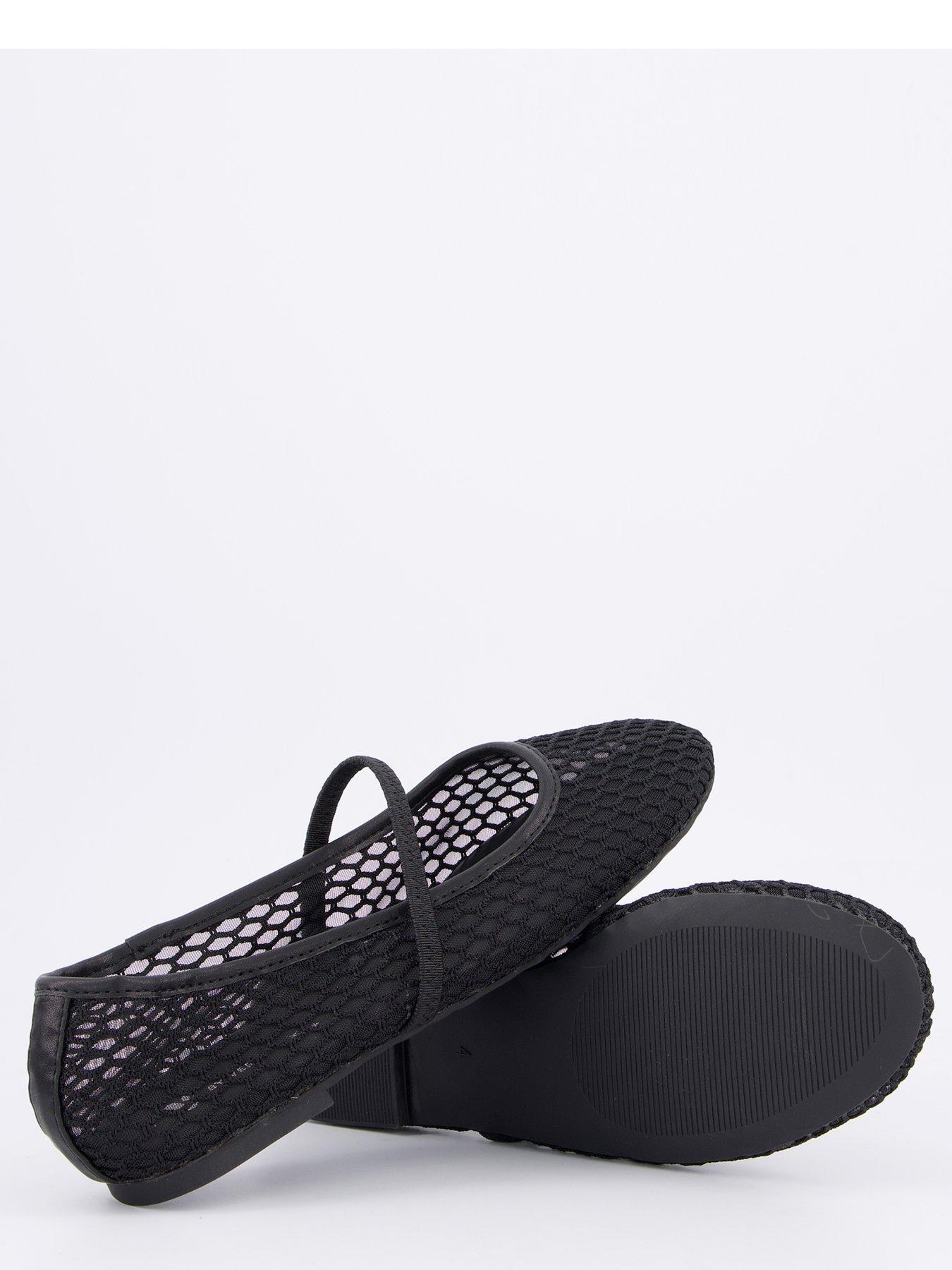  image of v-by-very-mesh-round-toe-ballerina-shoes-black