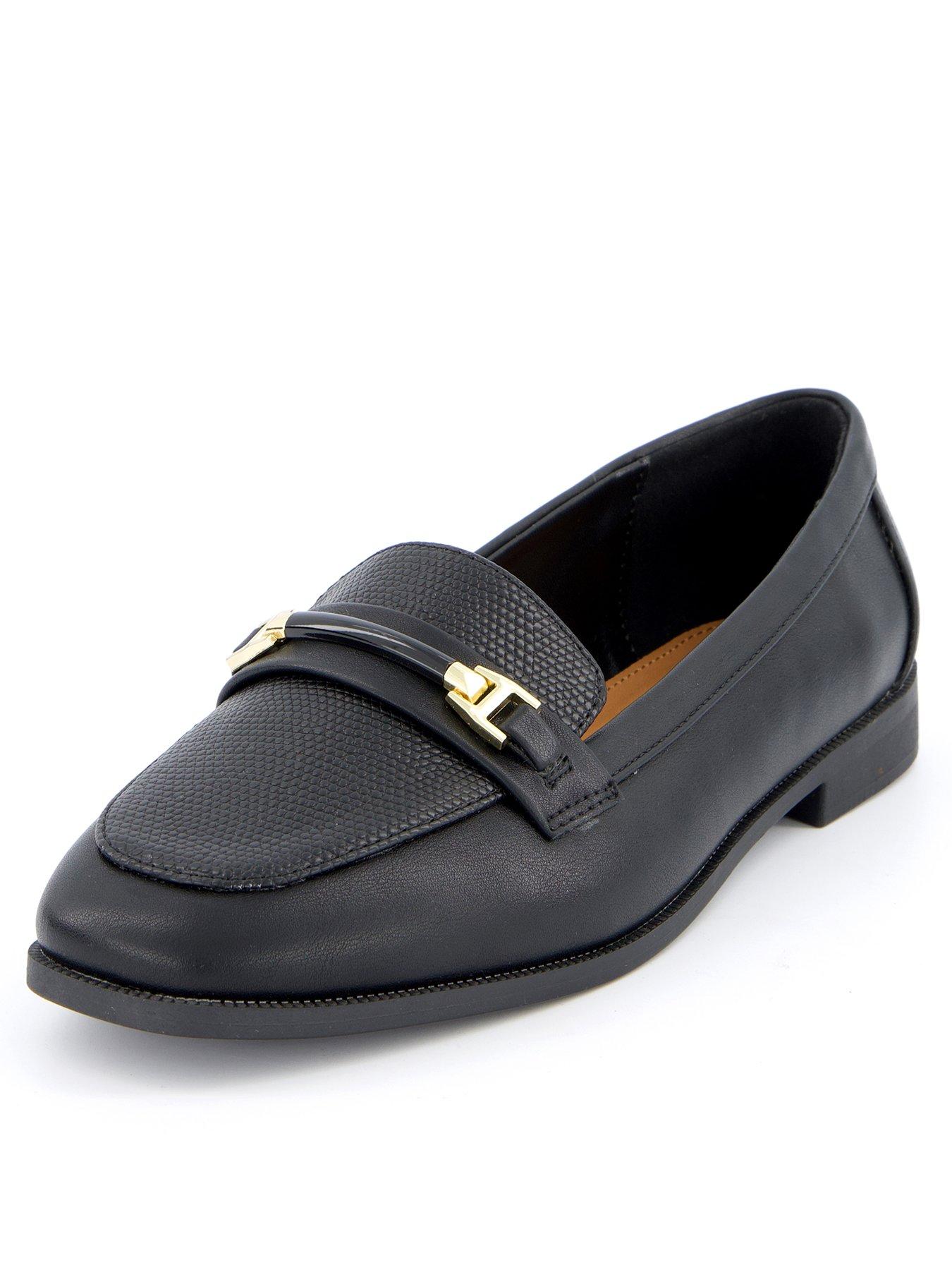front image of everyday-wide-fit-snaffle-loafer-black