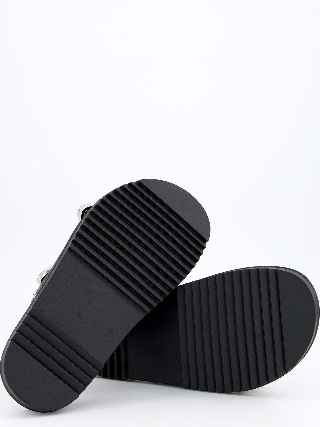  image of v-by-very-wide-fit-western-double-buckle-footbed-sandals-black