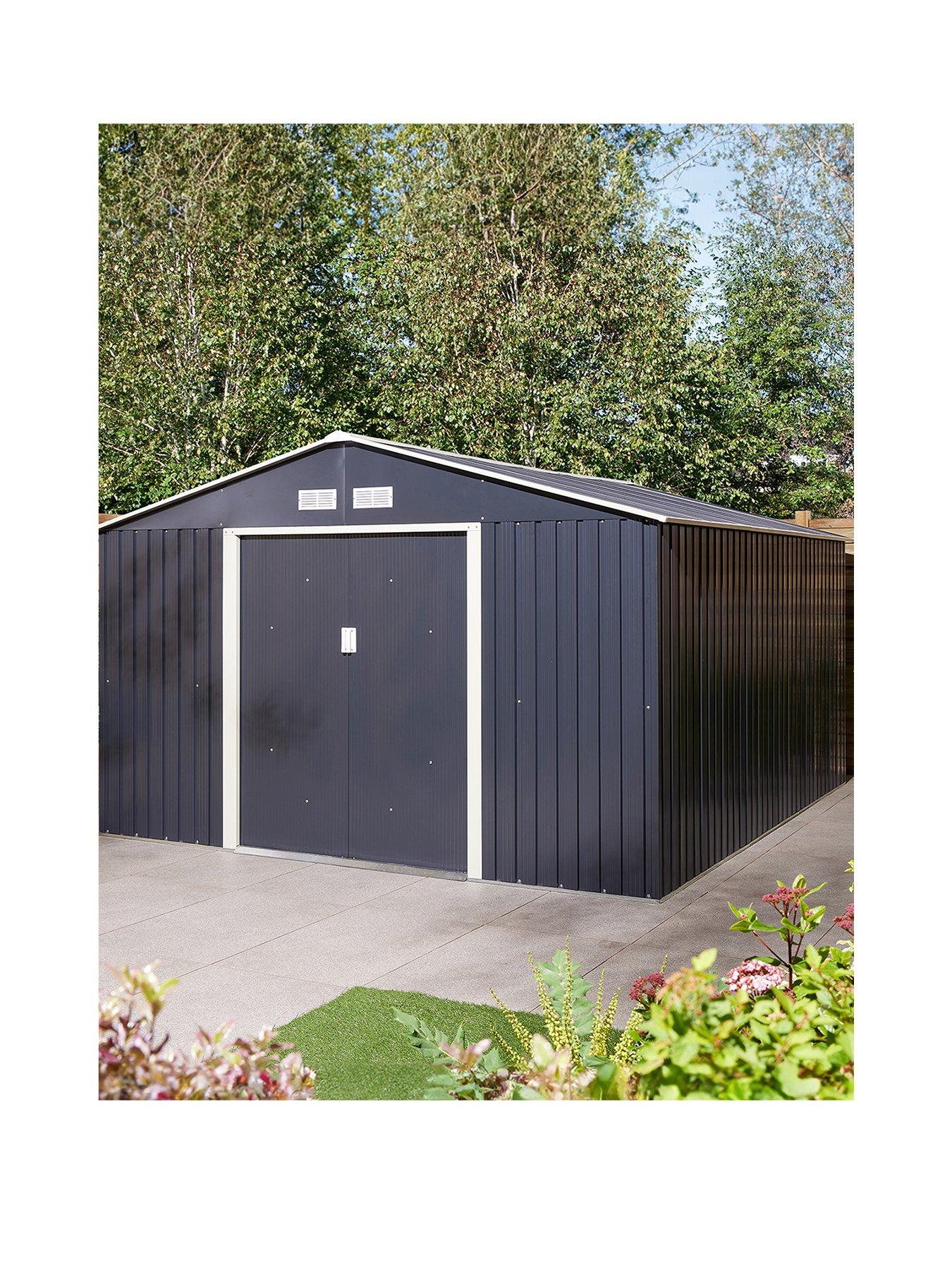rowlinson-trentvale-10x12-metal-apex-shed-dark-grey