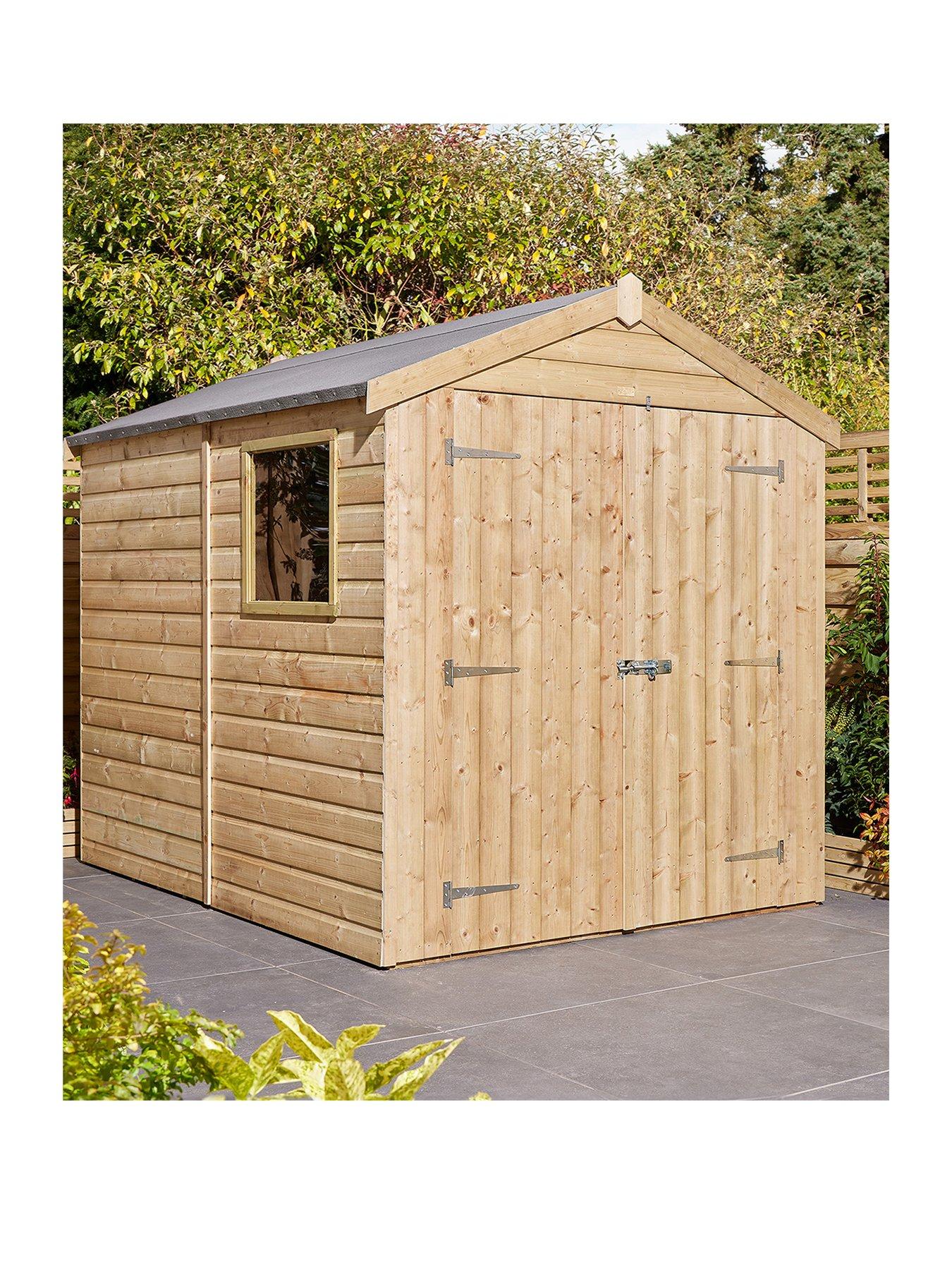  image of rowlinson-8x6ft-shiplap-apex-shed-double-door-with-window