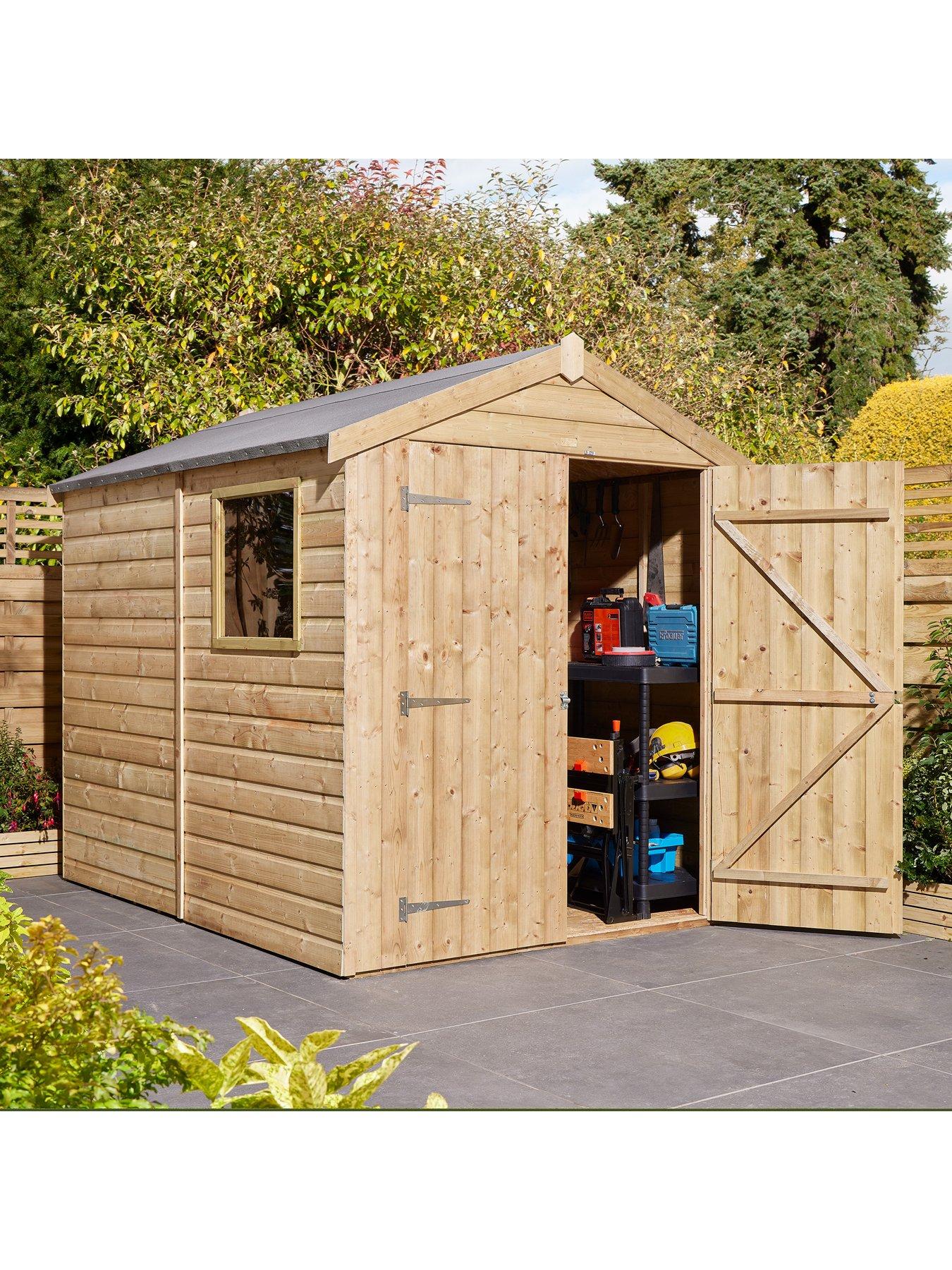  image of rowlinson-8x6ft-shiplap-apex-shed-double-door-with-window