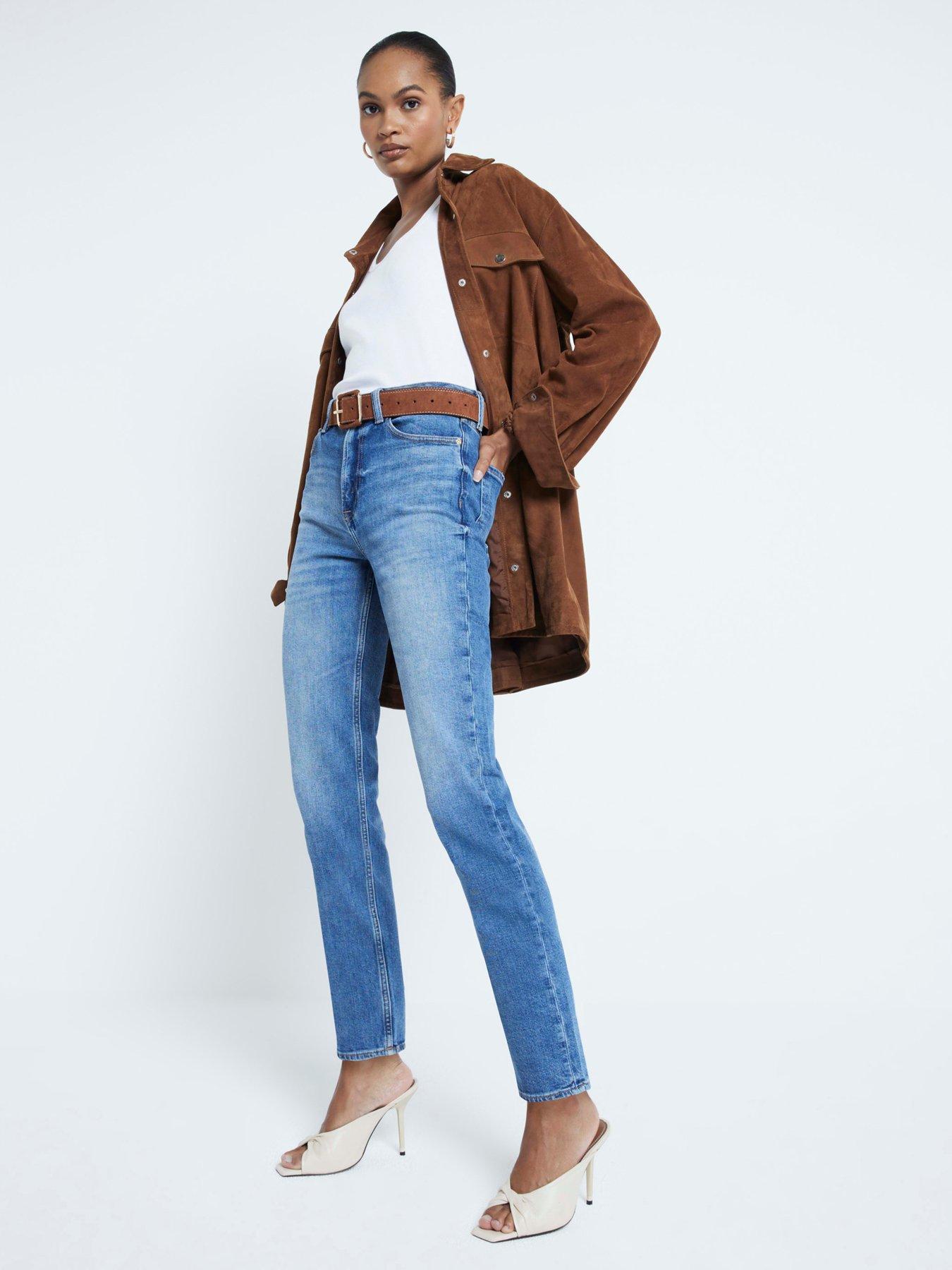  image of river-island-slim-ankle-length-jeans-dark-denim-blue