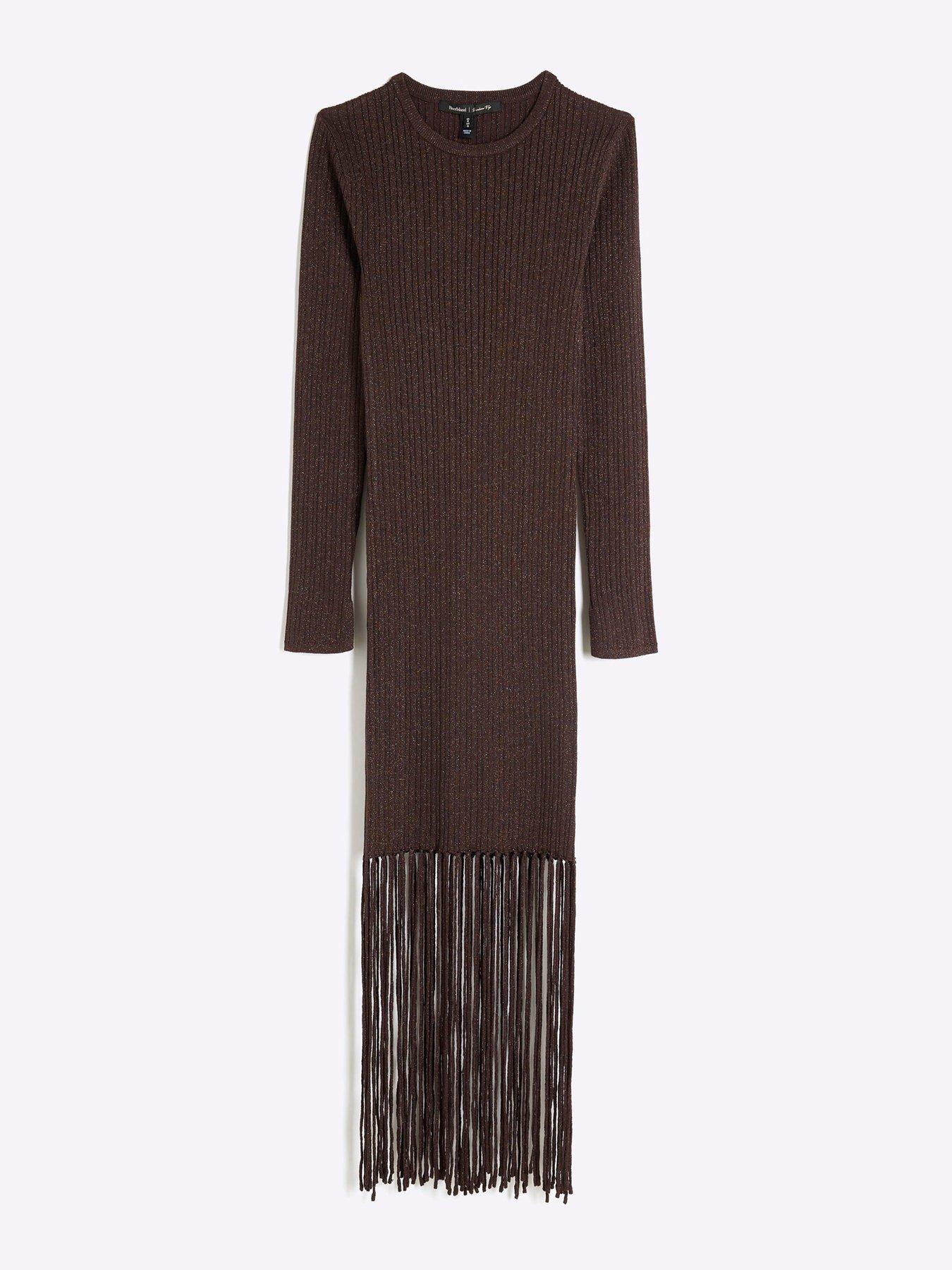 river island dress gold River Island Black Jaquard Long Sleeved Dress main image 0