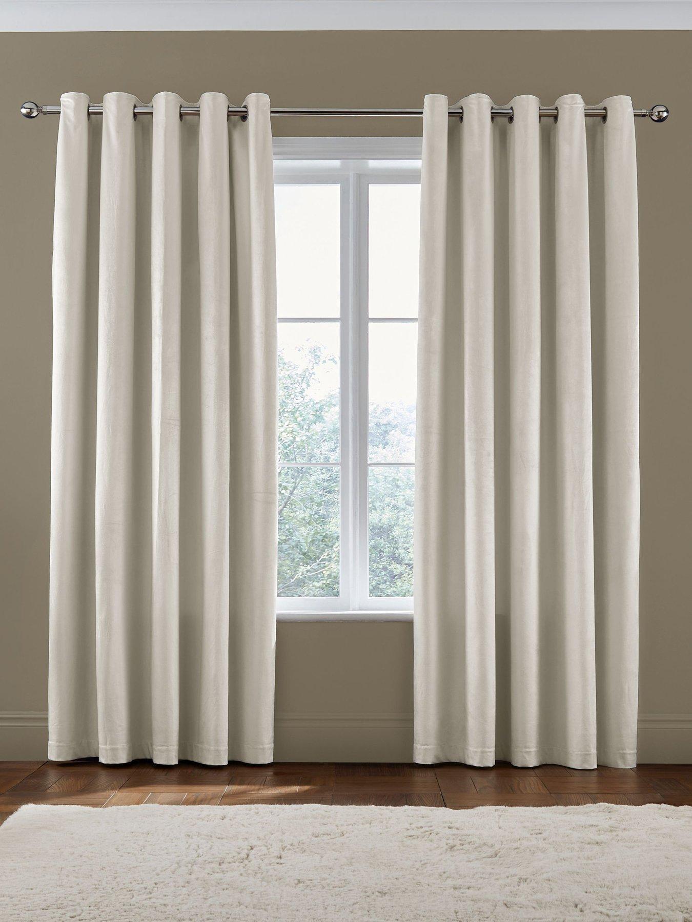 Catherine Lansfield Kingsley Matt Velvet Eyelet Curtain Collection - 168x229cm