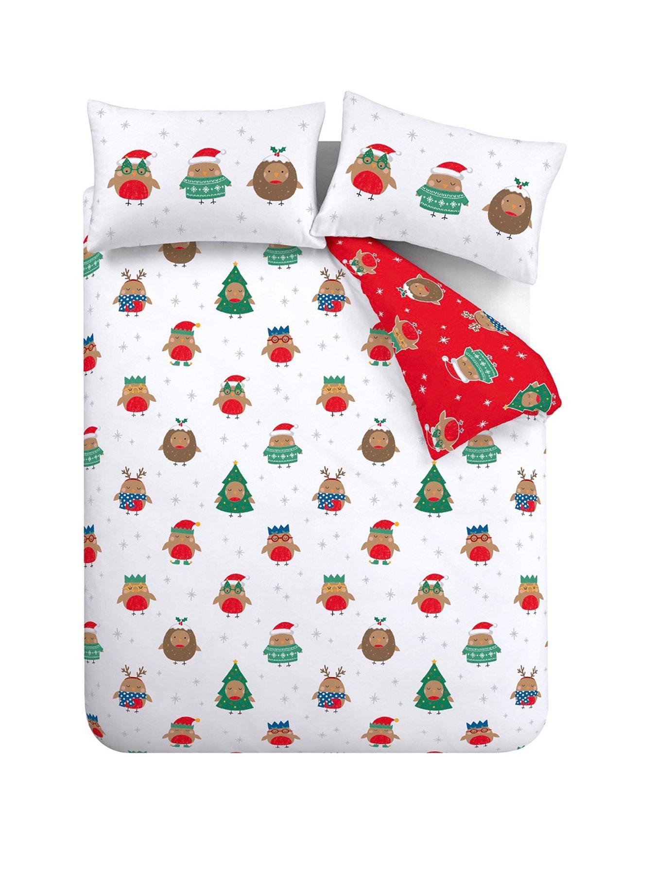  image of catherine-lansfield-christmas-party-robins-duvet-set