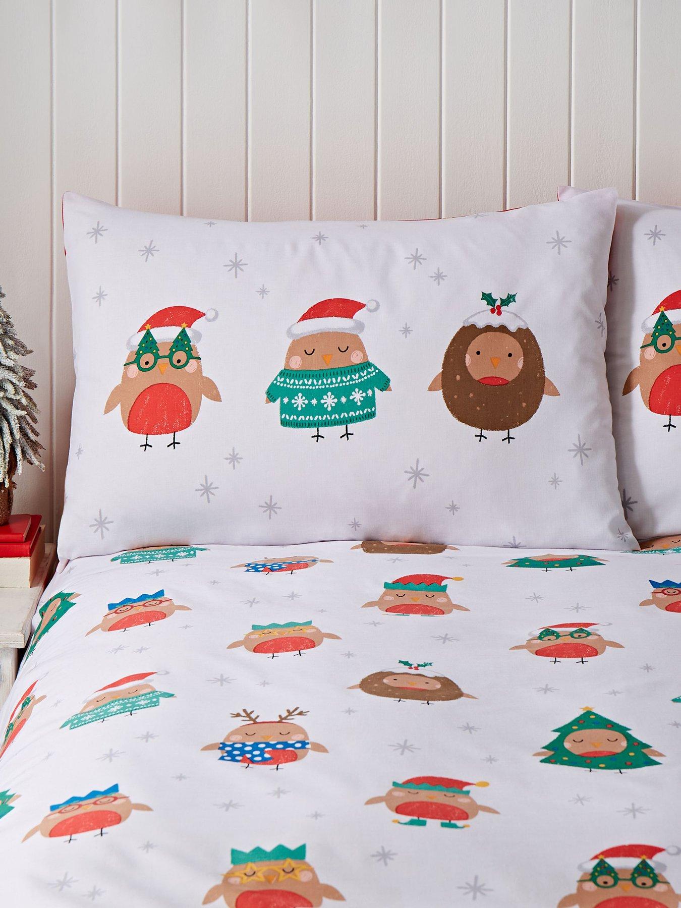 image of catherine-lansfield-christmas-party-robins-duvet-set