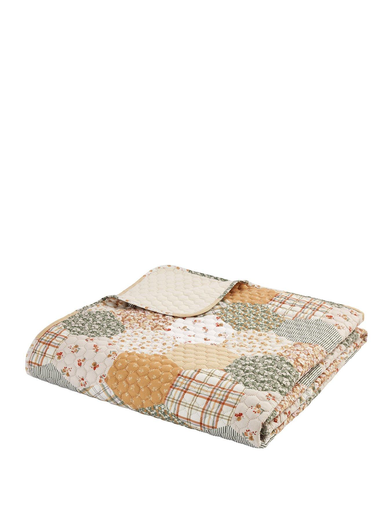  image of catherine-lansfield-floral-patchwork-bedspread-throw