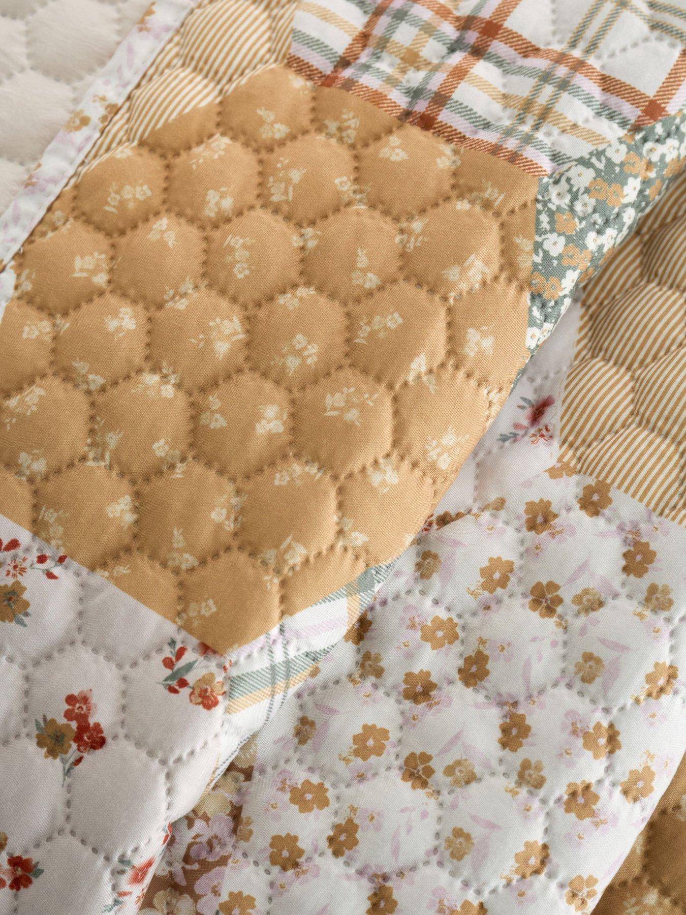  image of catherine-lansfield-floral-patchwork-bedspread-throw