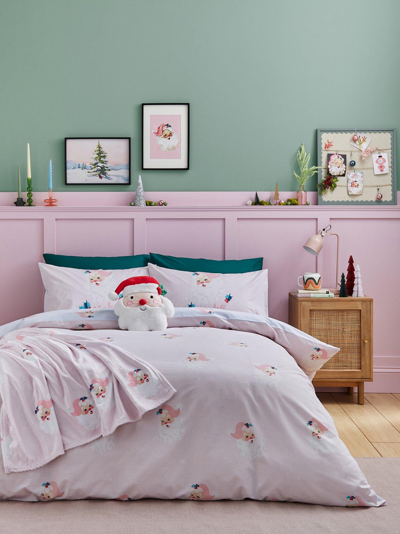 undefined Vintage Christmas Santa Duvet Set- Single